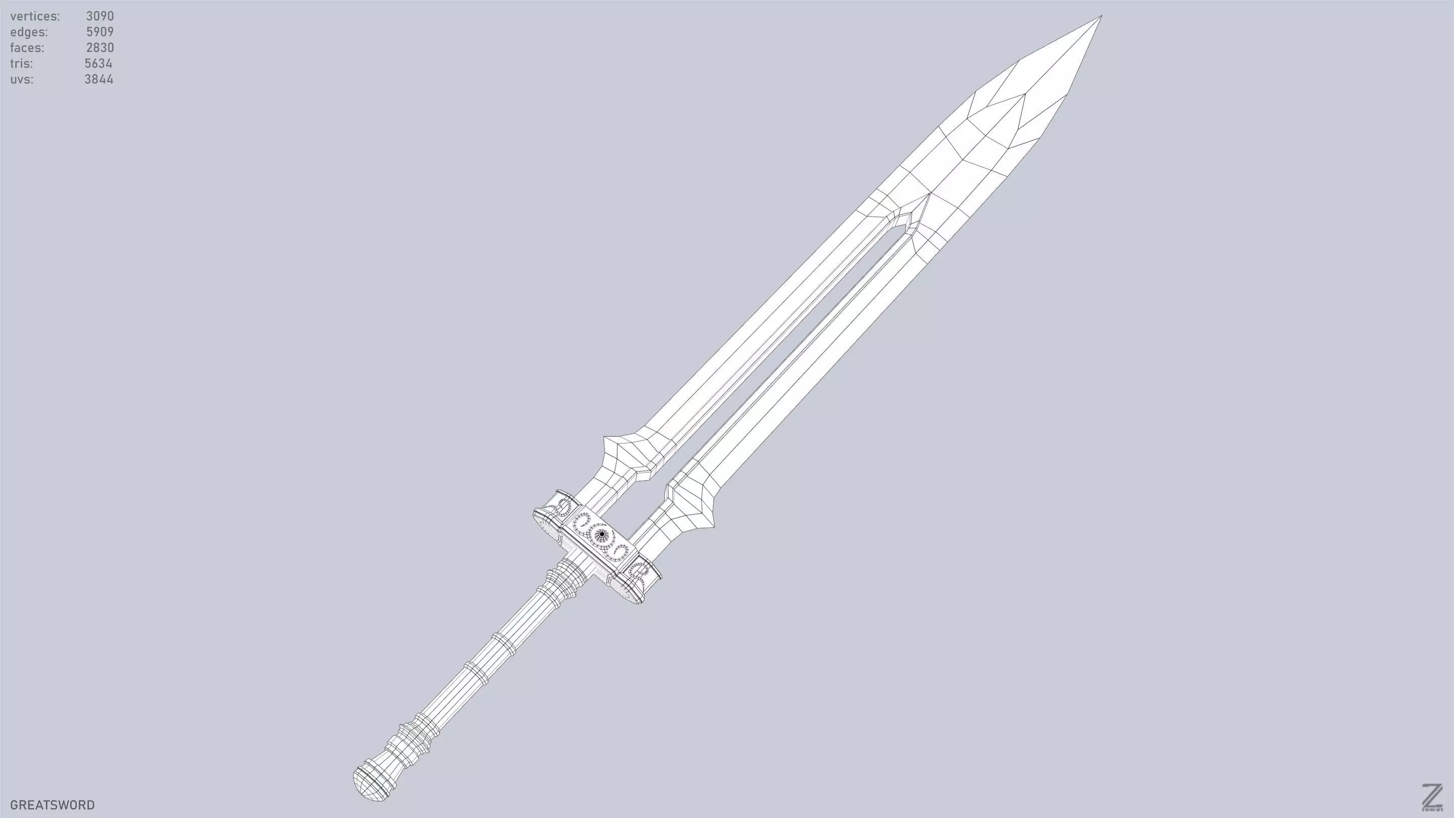 Greatsword Low-poly 3D model_15