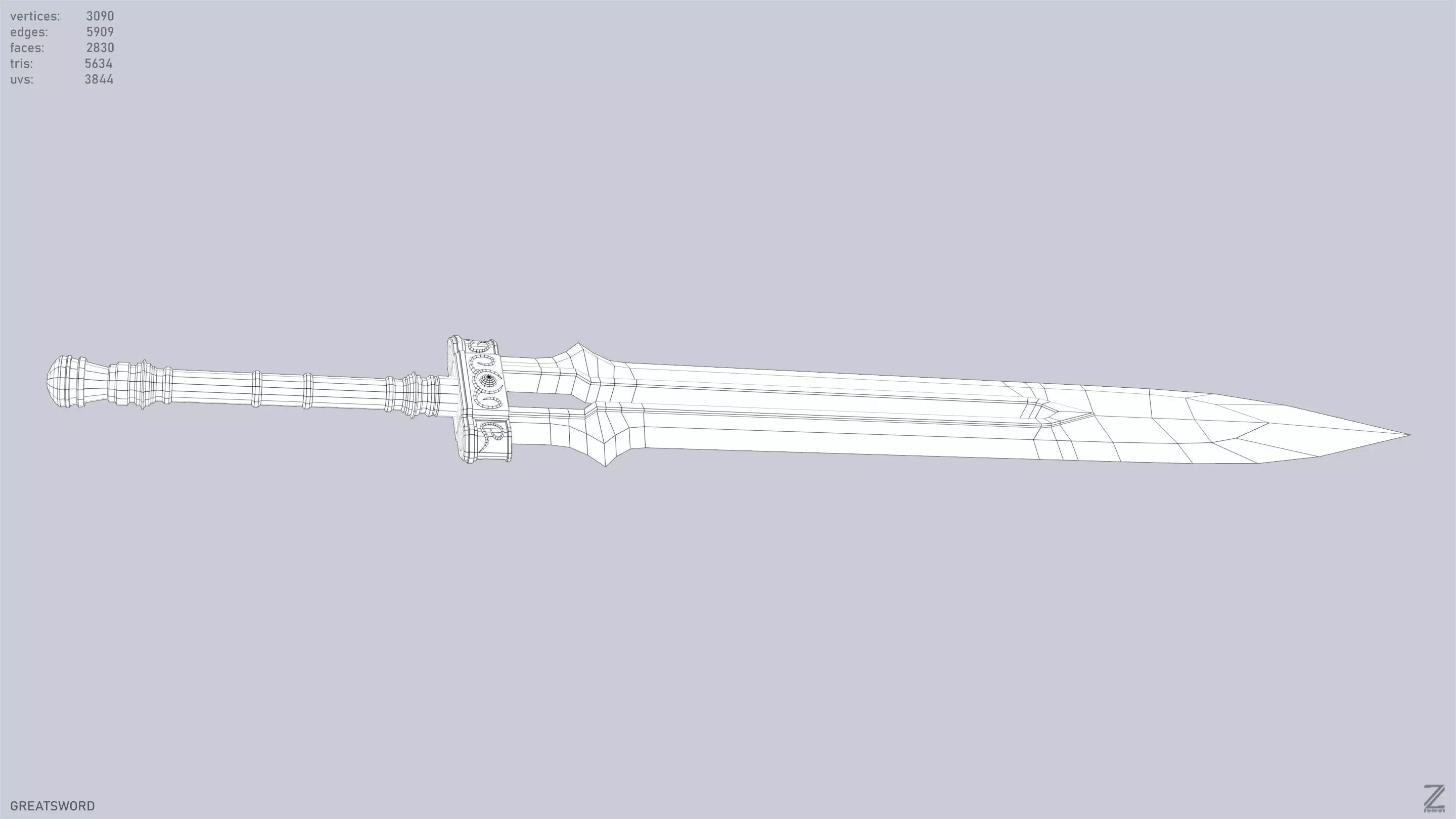 Greatsword Low-poly 3D model_14