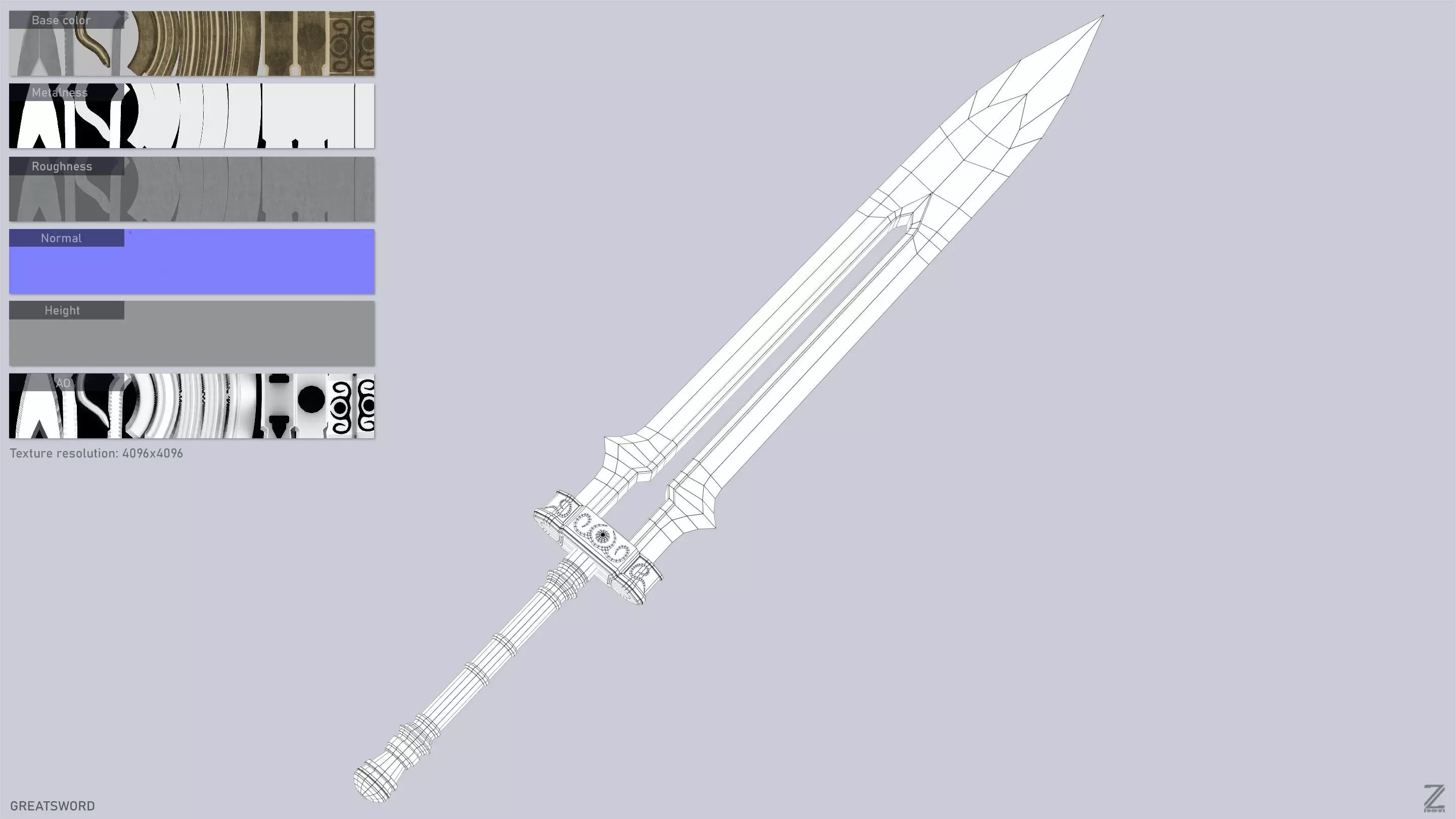 Greatsword Low-poly 3D model_3