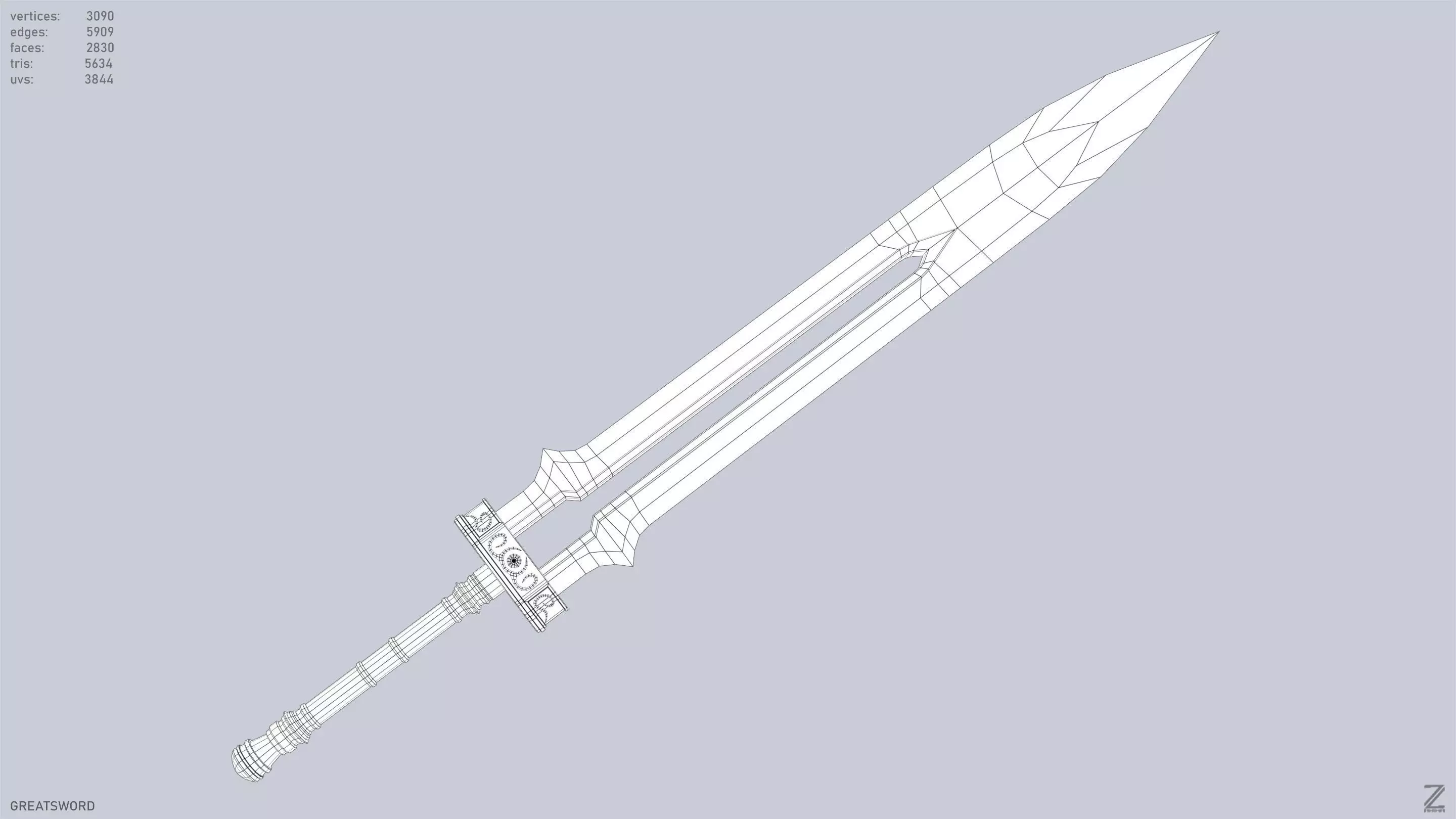 Greatsword Low-poly 3D model_13