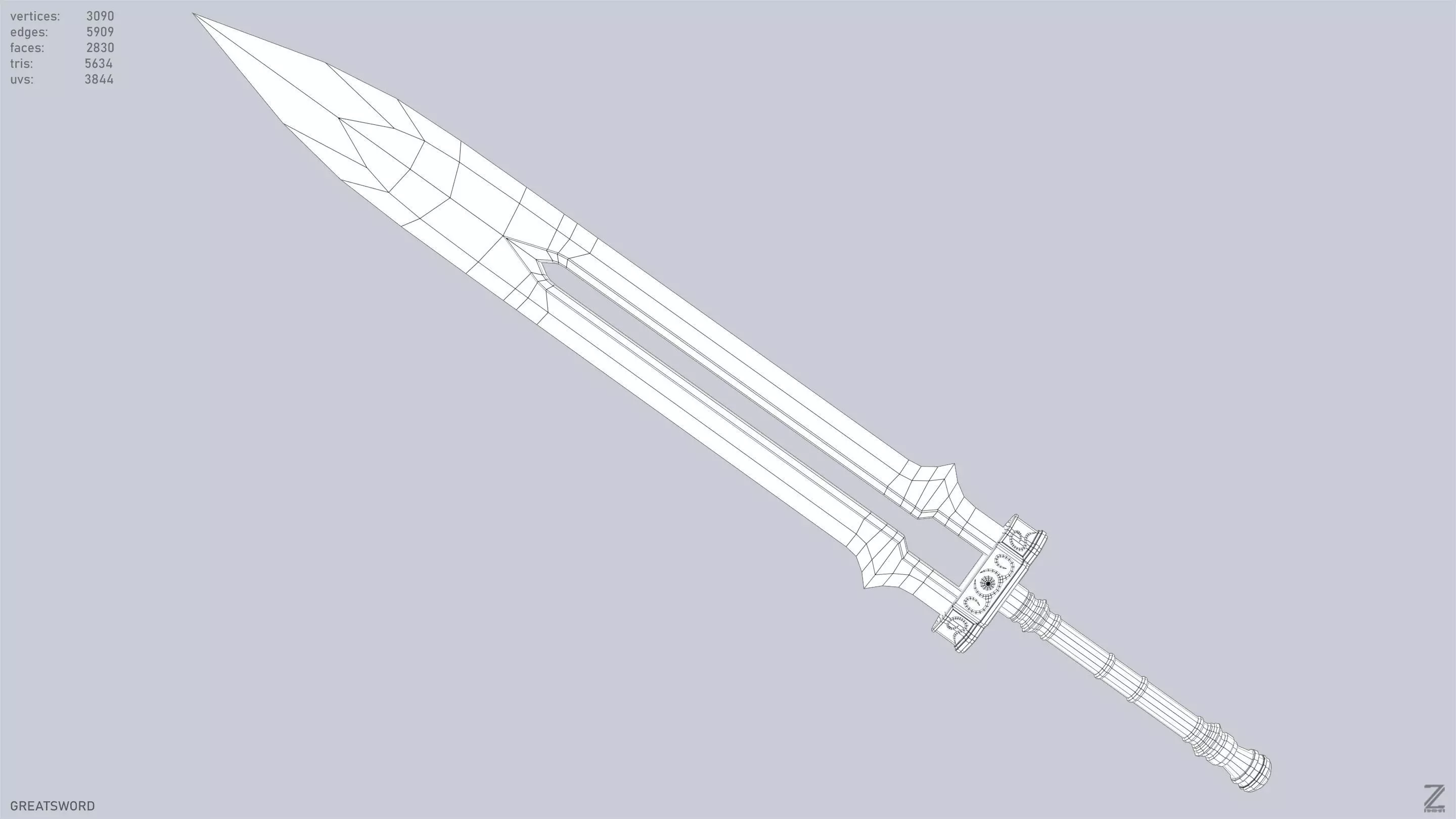 Greatsword Low-poly 3D model_10