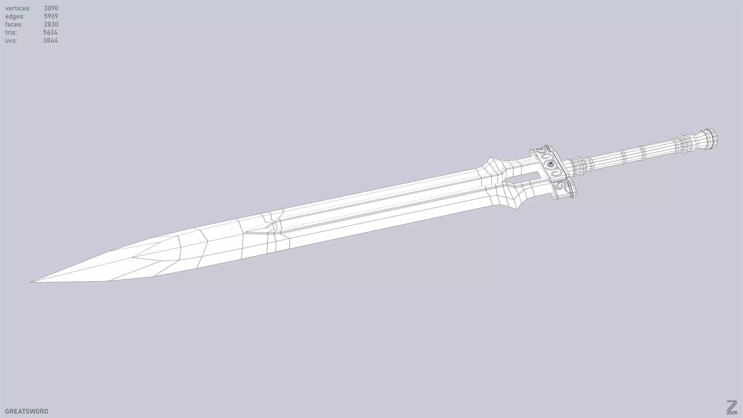 Greatsword Low-poly 3D model_11