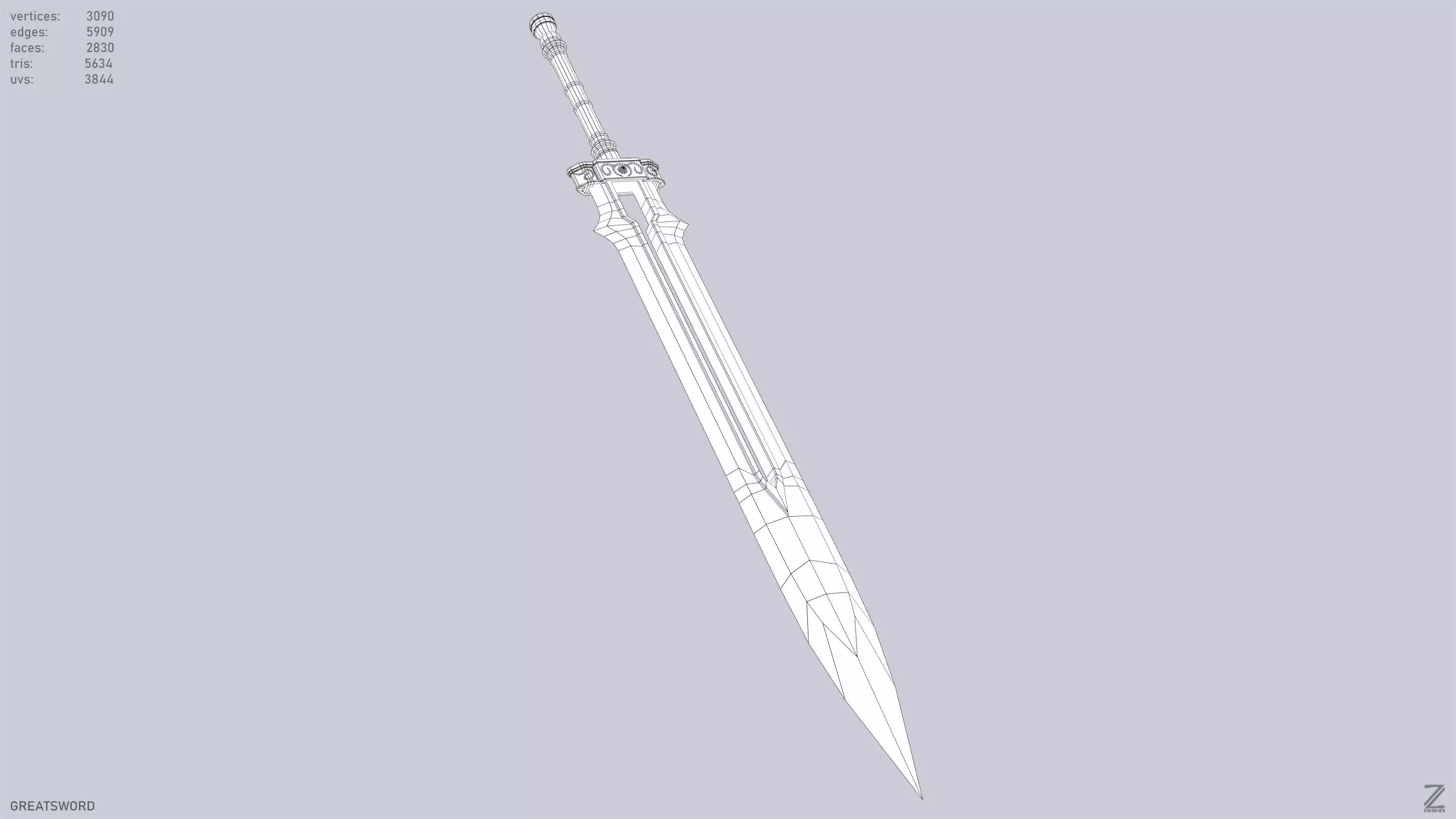 Greatsword Low-poly 3D model_12