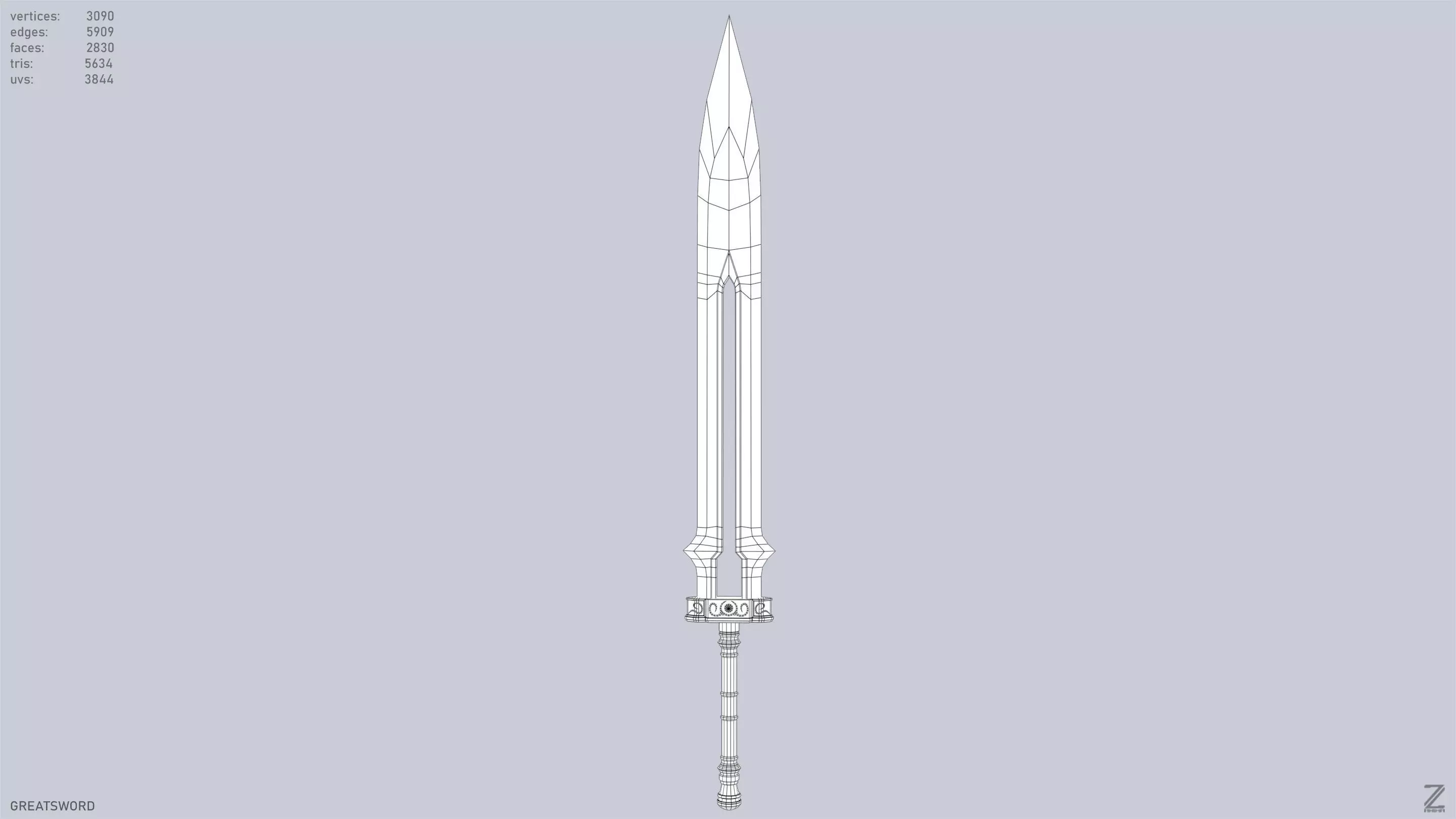 Greatsword Low-poly 3D model_9