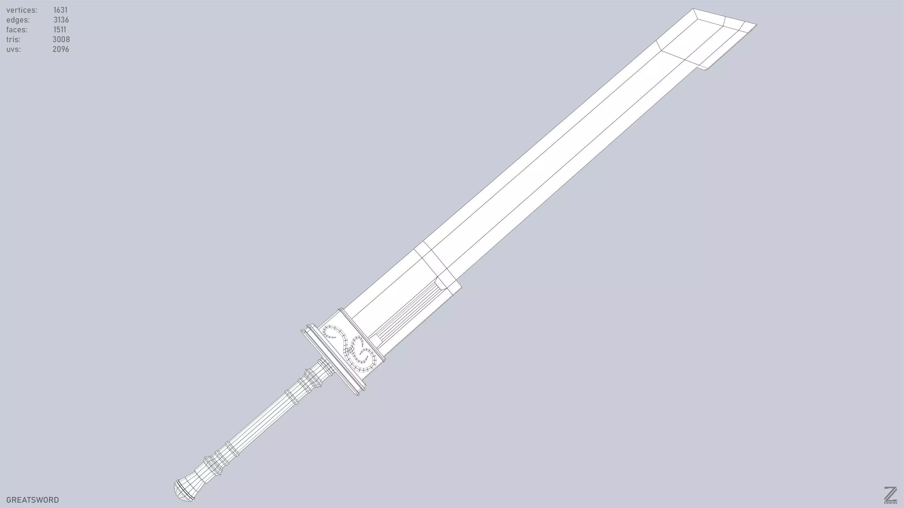 Greatsword Low-poly 3D model_15