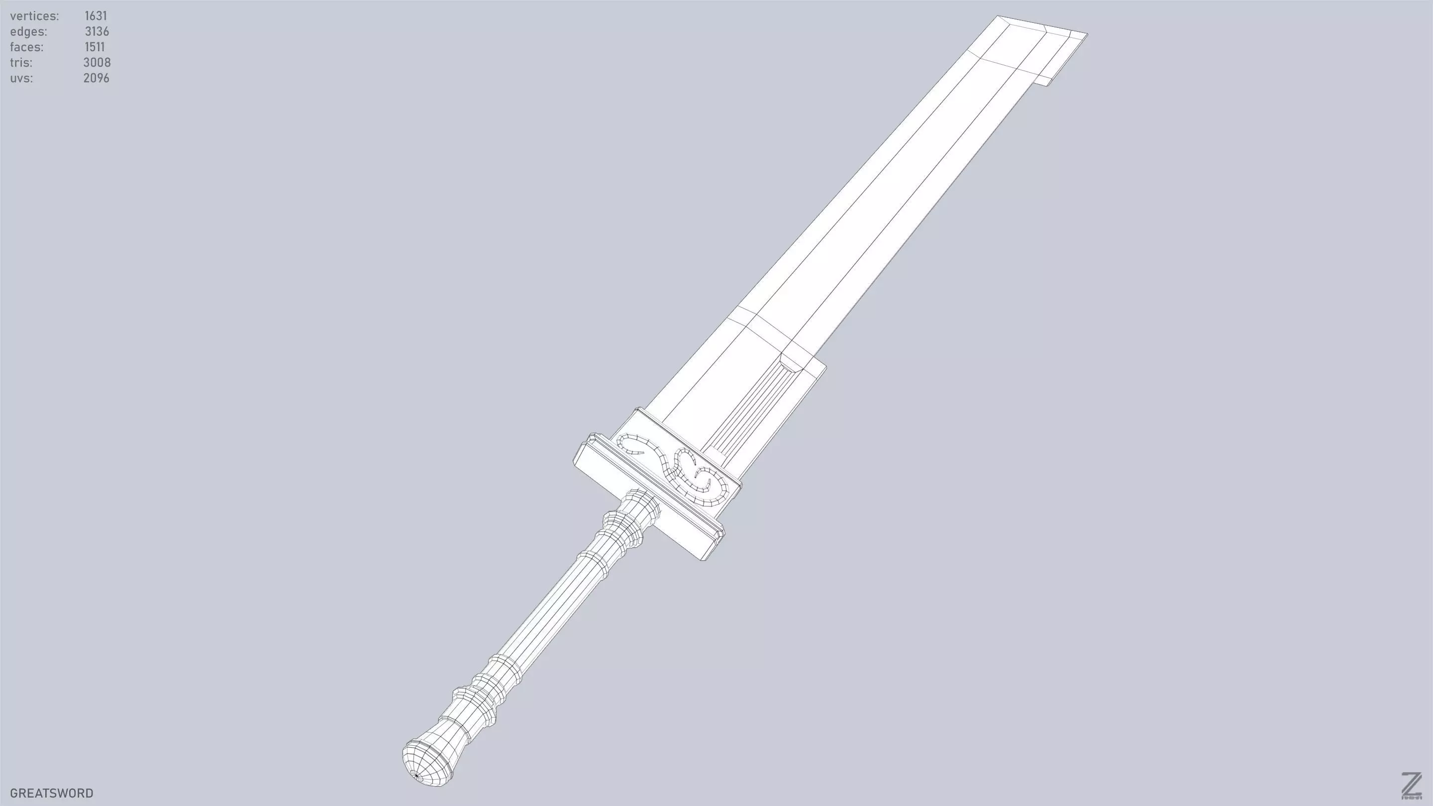 Greatsword Low-poly 3D model_12