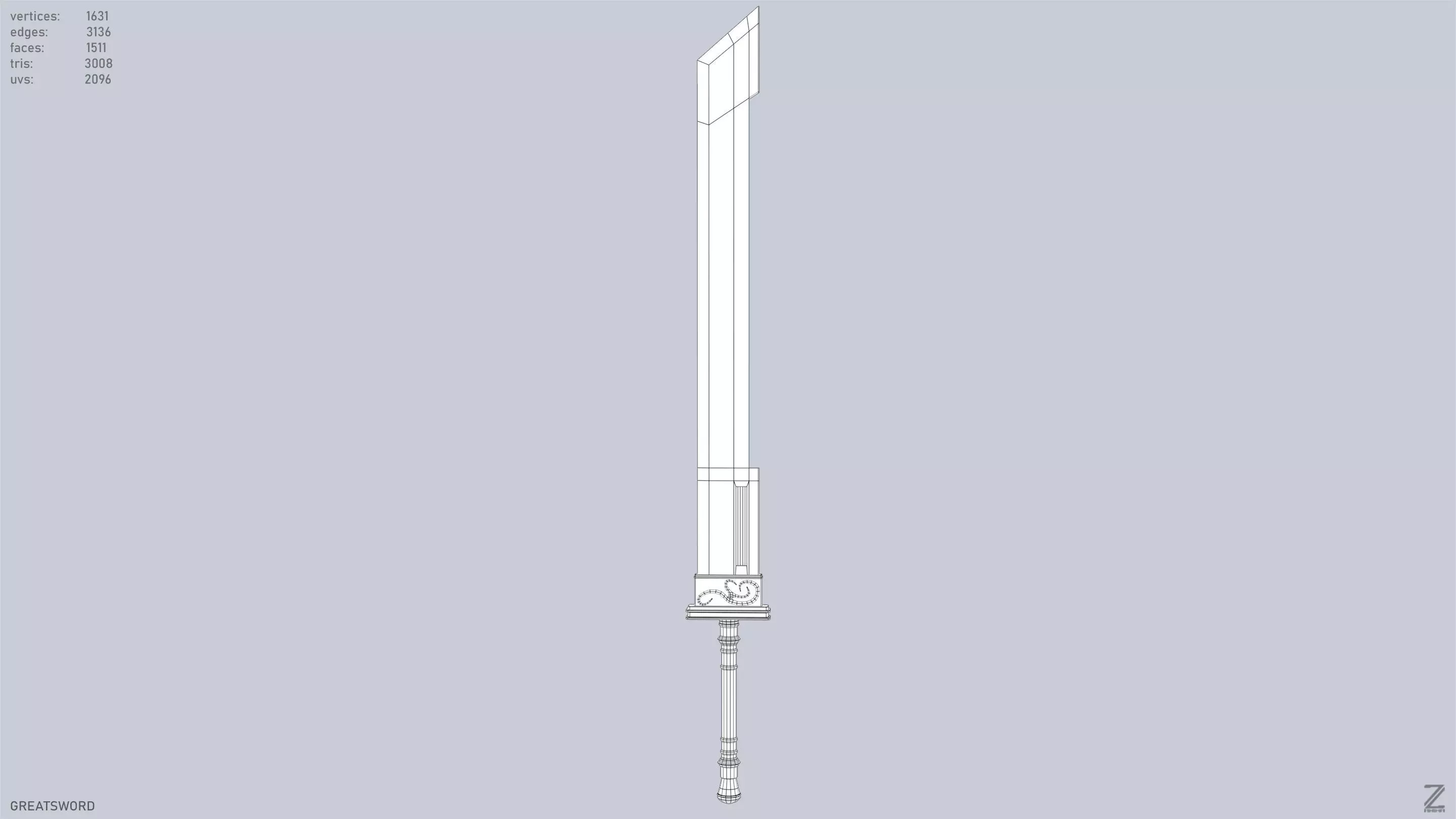 Greatsword Low-poly 3D model_9