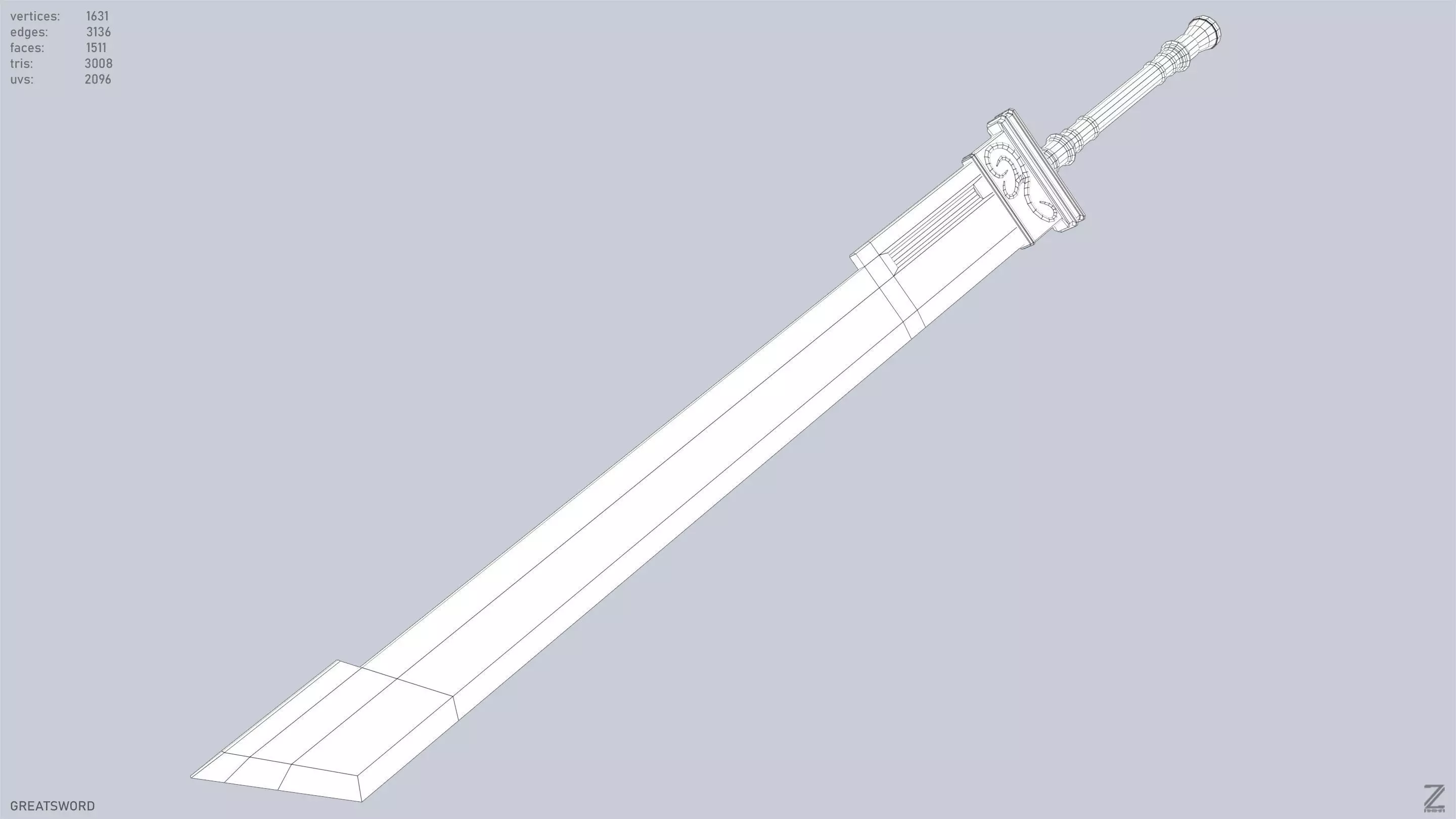 Greatsword Low-poly 3D model_13