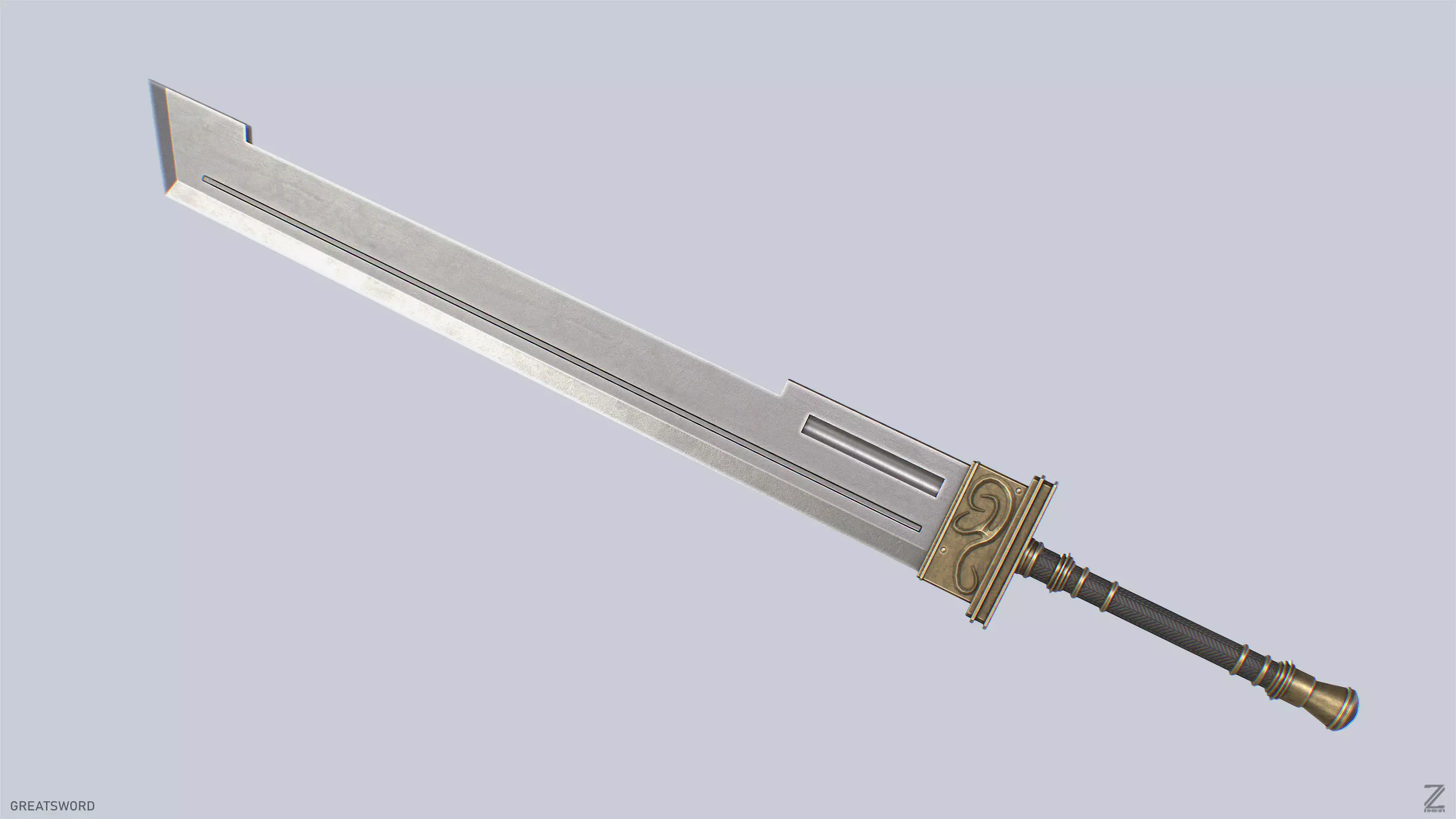 Greatsword Low-poly 3D model_0