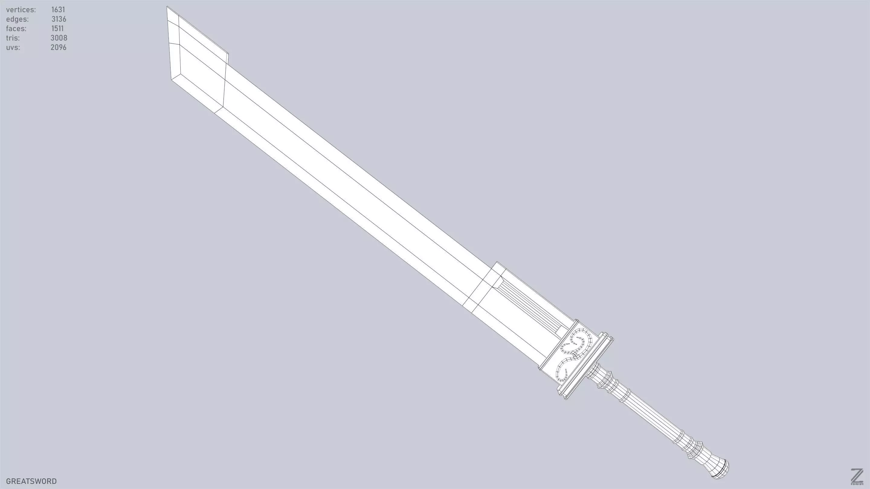 Greatsword Low-poly 3D model_10
