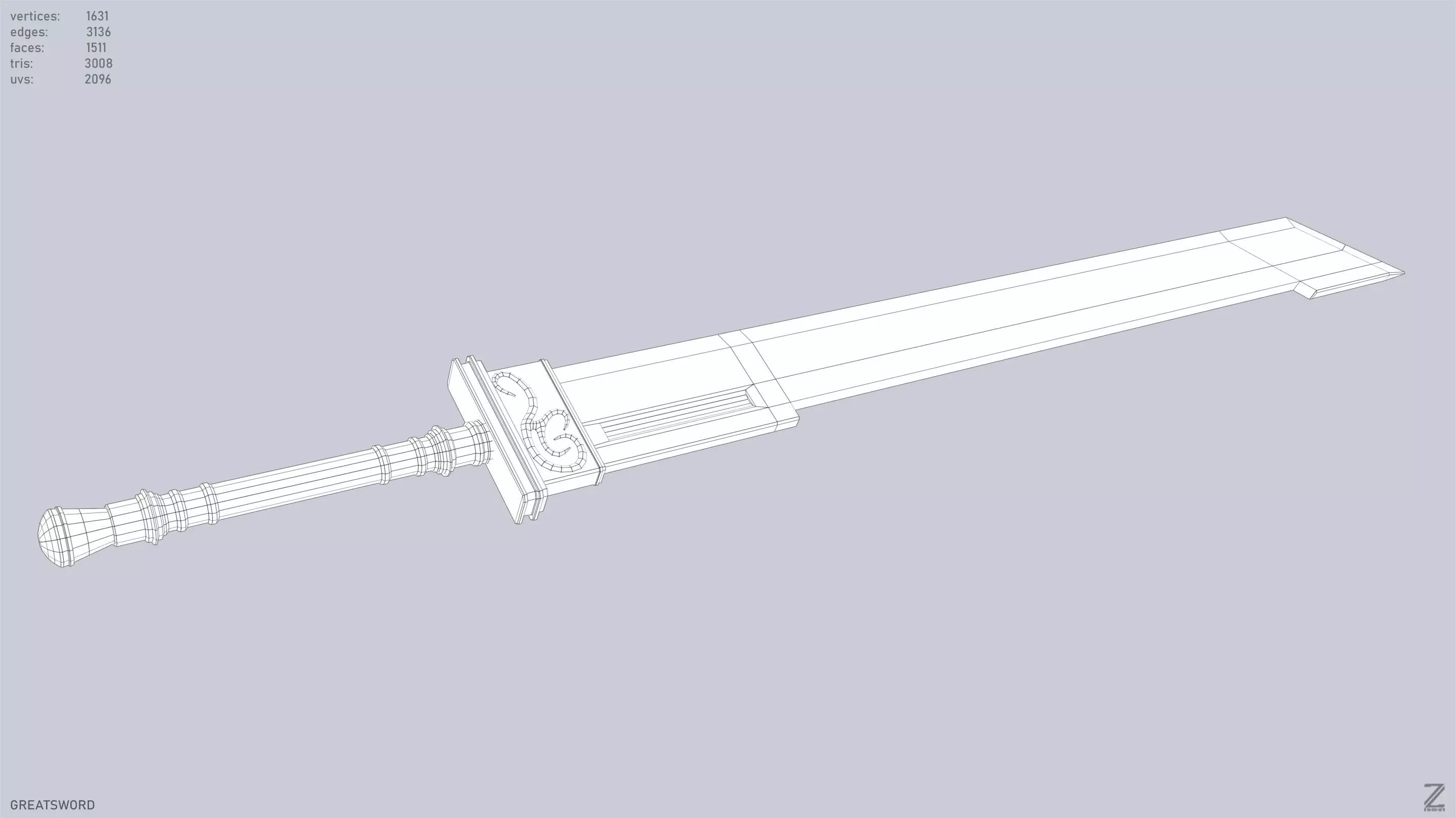 Greatsword Low-poly 3D model_14