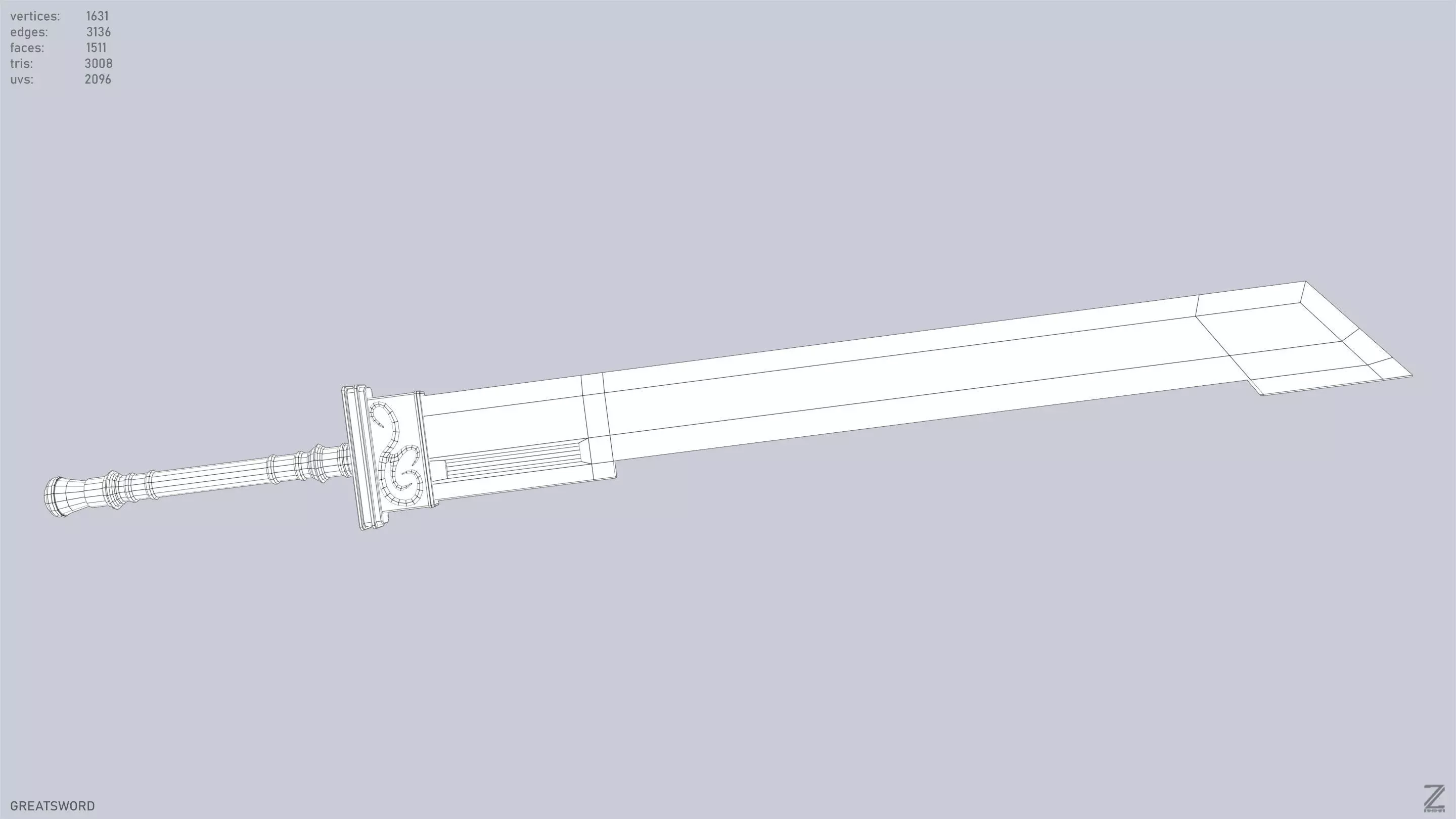 Greatsword Low-poly 3D model_11
