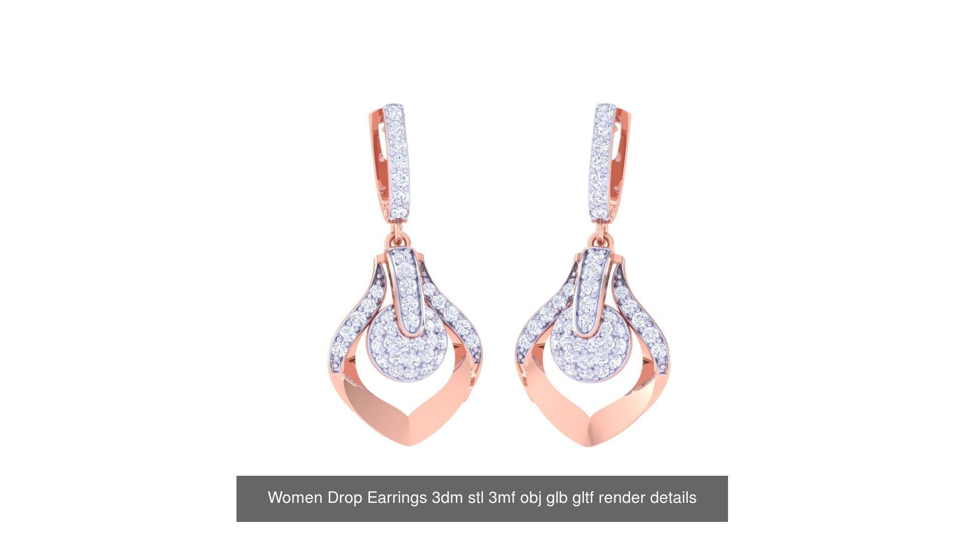 81 Women Drop Earrings 3dm stl 3mf obj glb gltf render details 3D Model Collection_73