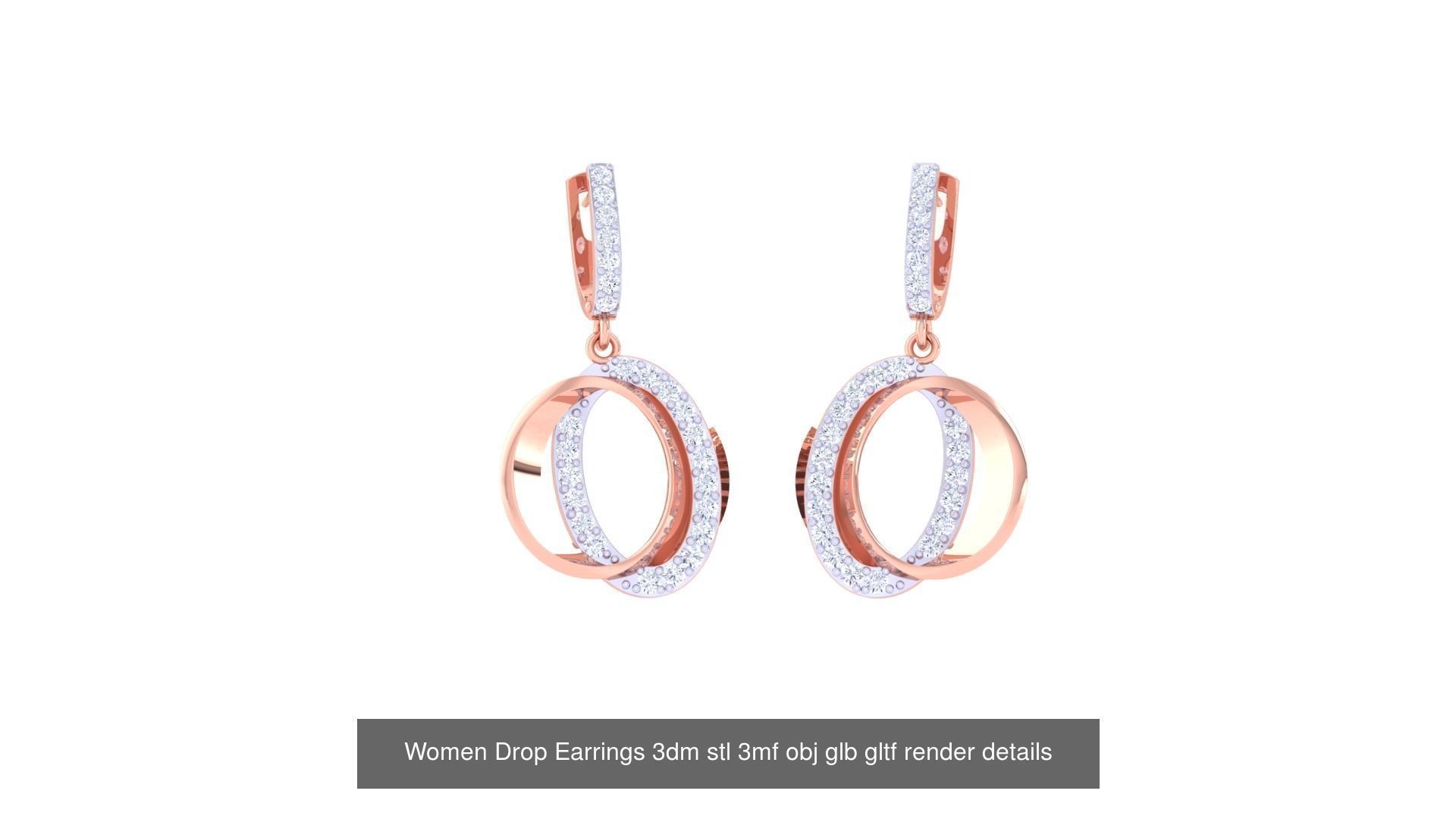 81 Women Drop Earrings 3dm stl 3mf obj glb gltf render details 3D Model Collection_45