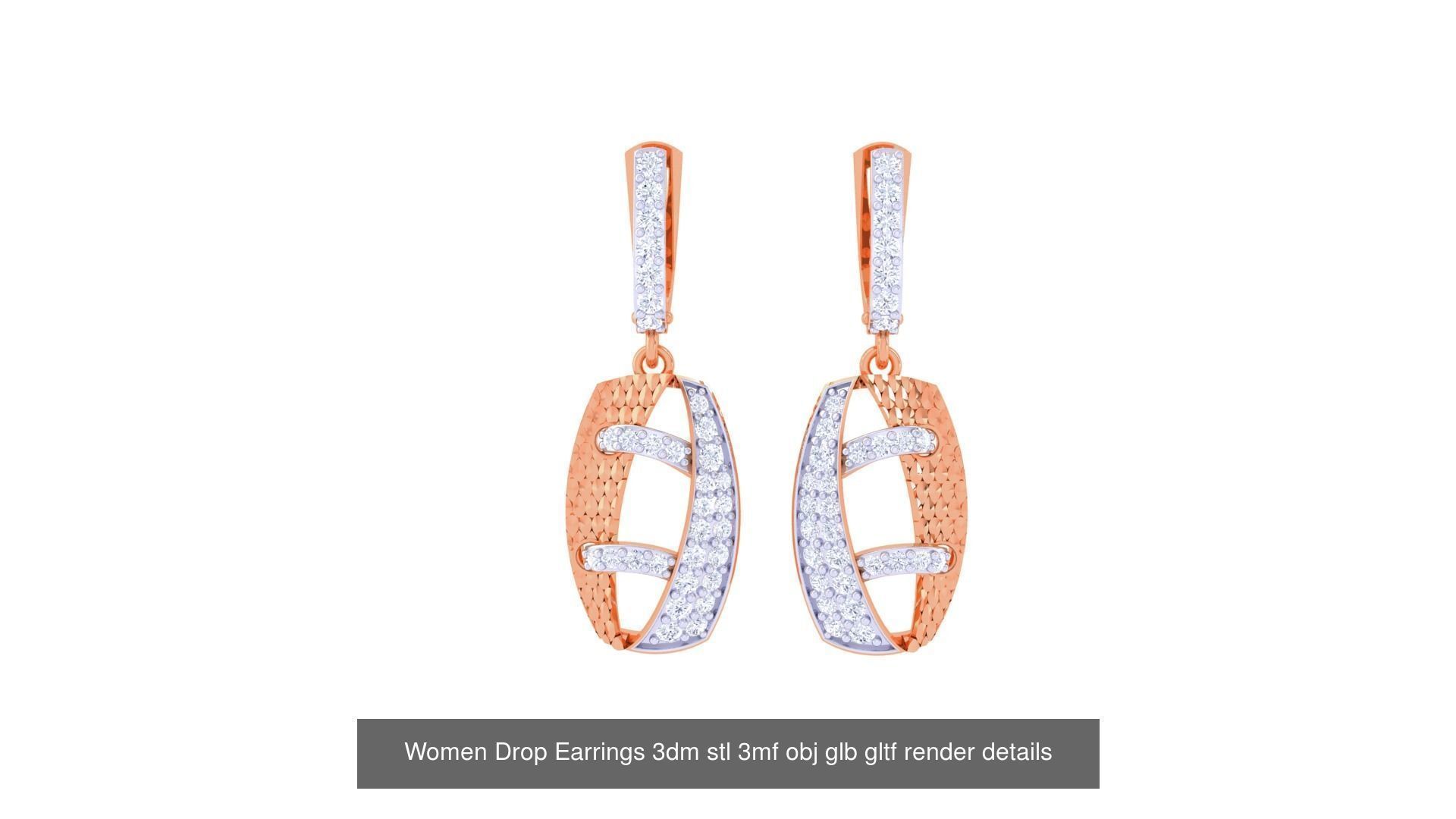 81 Women Drop Earrings 3dm stl 3mf obj glb gltf render details 3D Model Collection_24