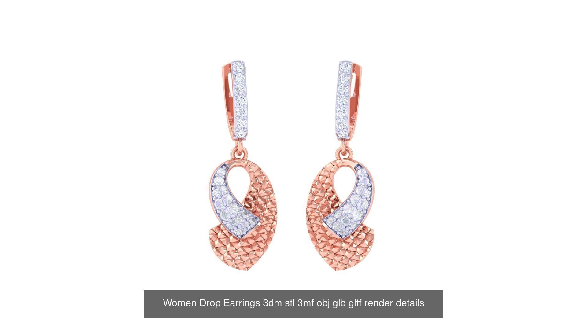 81 Women Drop Earrings 3dm stl 3mf obj glb gltf render details 3D Model Collection_23