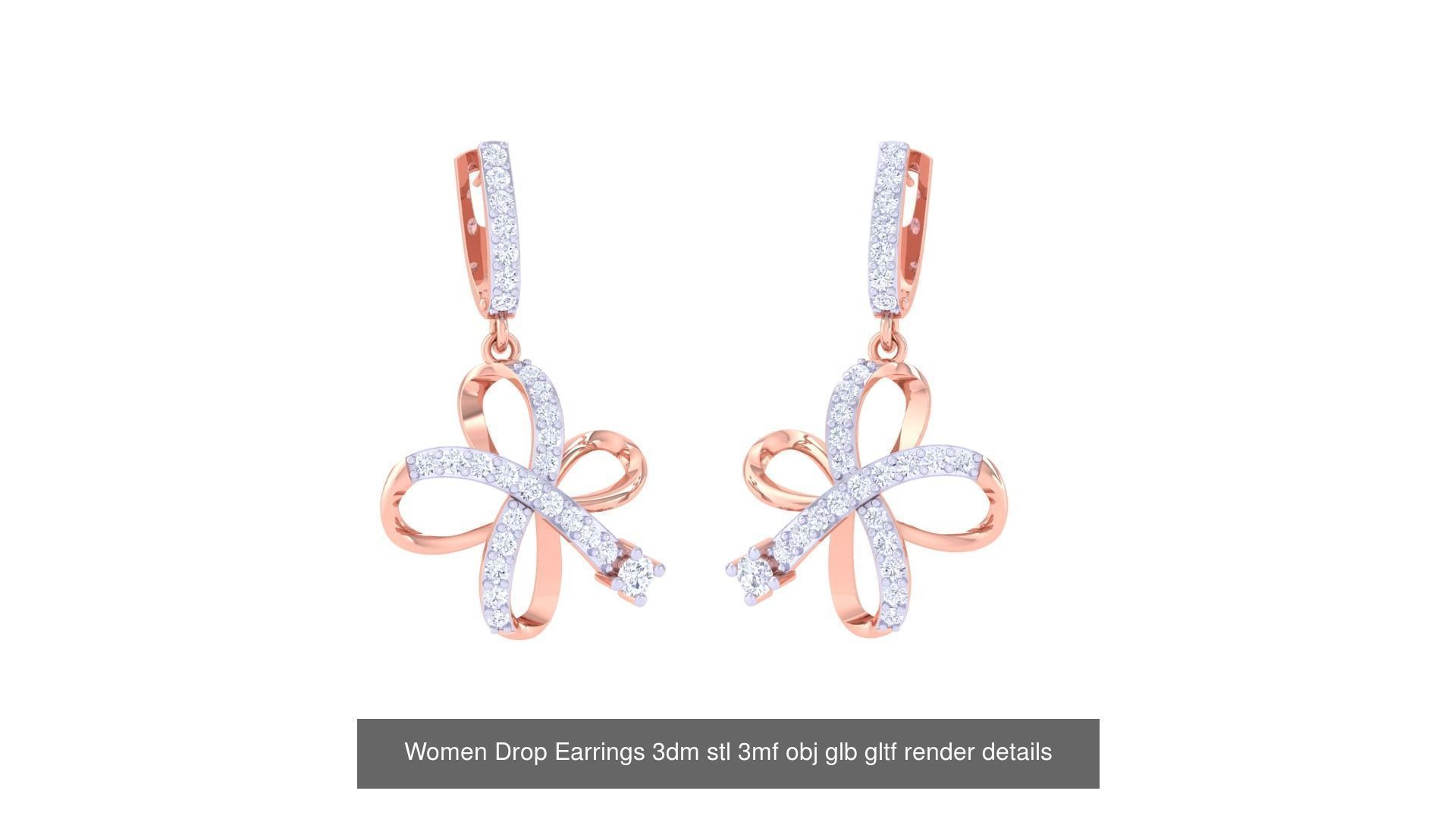 81 Women Drop Earrings 3dm stl 3mf obj glb gltf render details 3D Model Collection_44