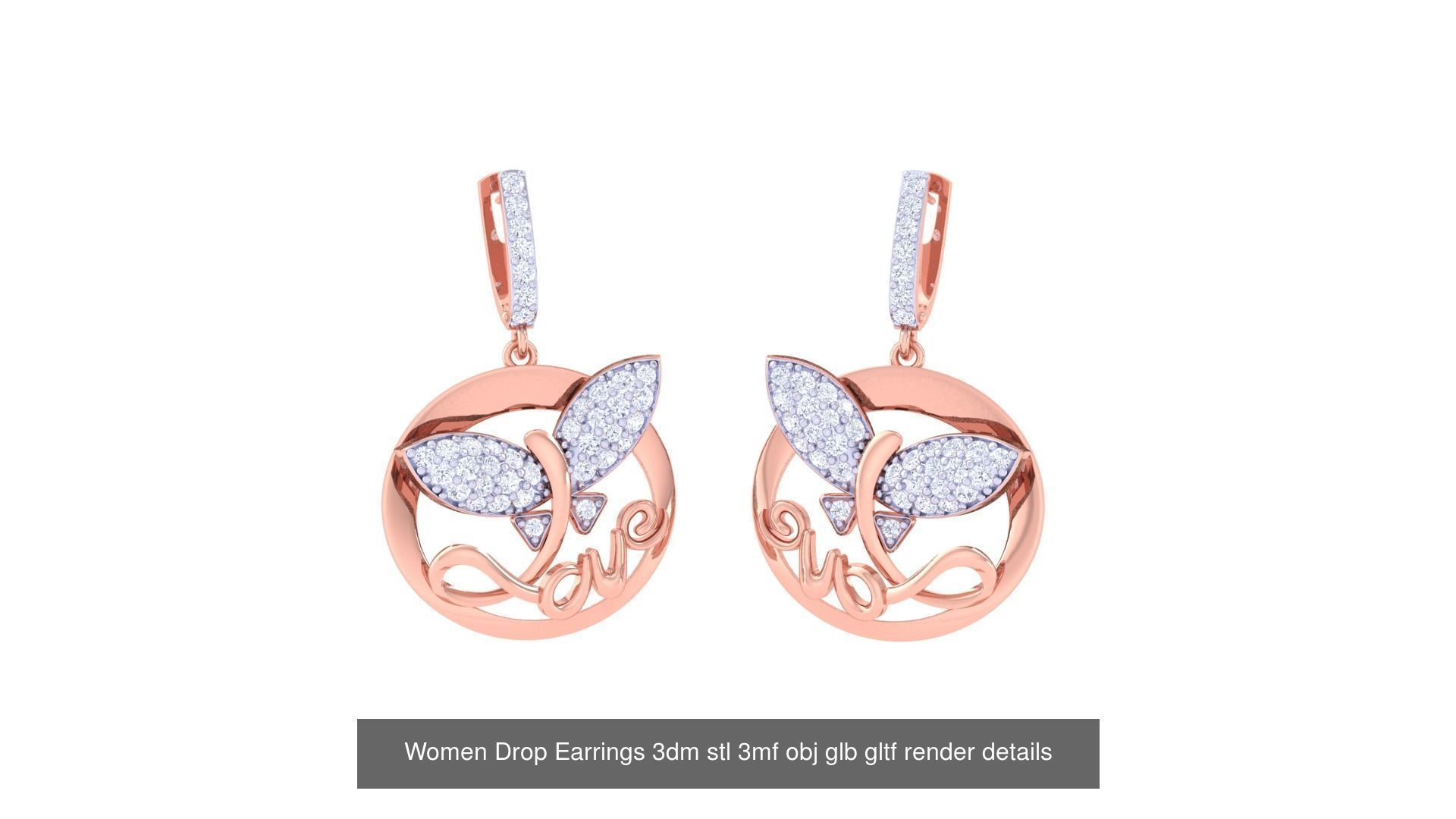 81 Women Drop Earrings 3dm stl 3mf obj glb gltf render details 3D Model Collection_43