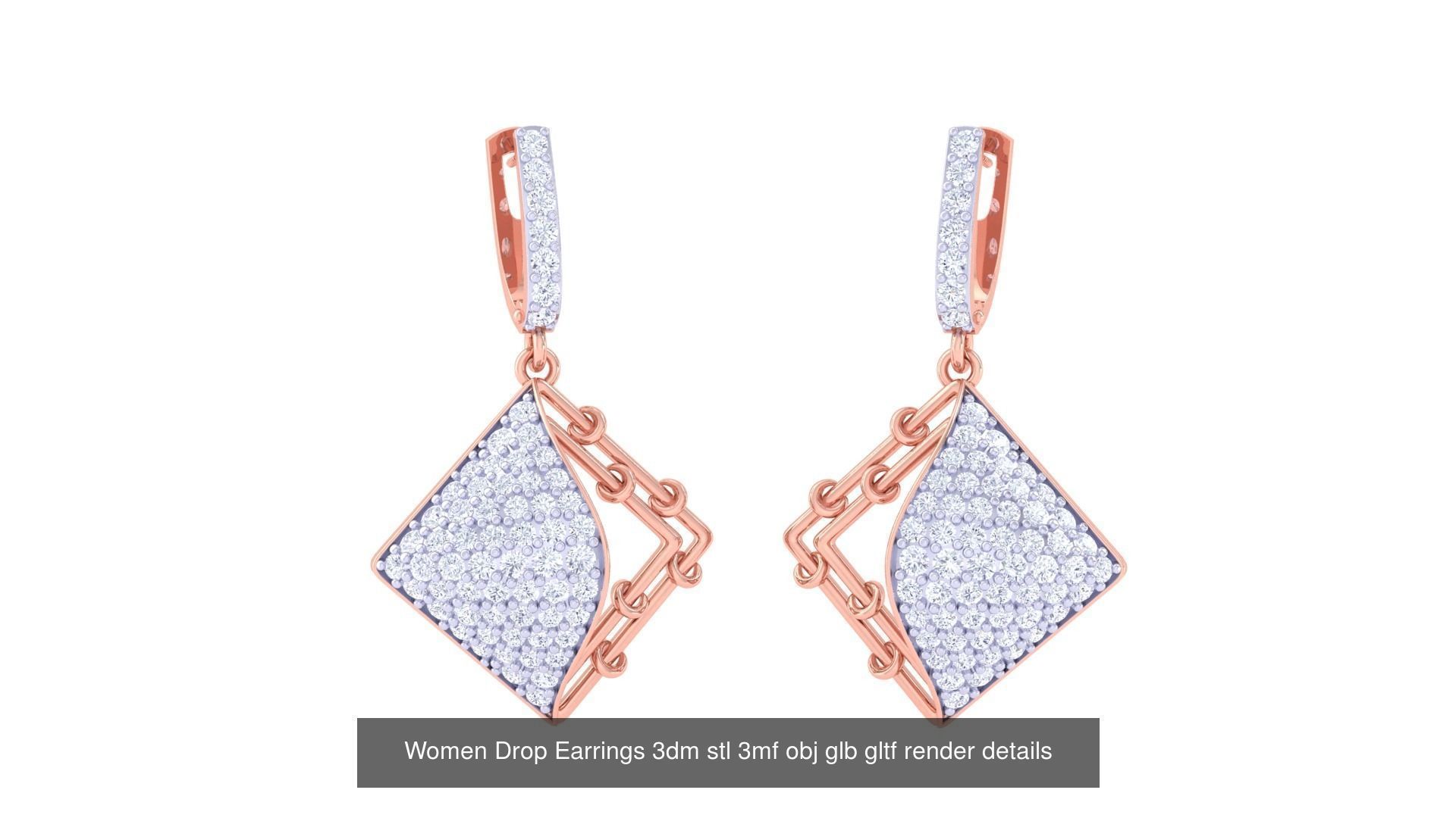 81 Women Drop Earrings 3dm stl 3mf obj glb gltf render details 3D Model Collection_42