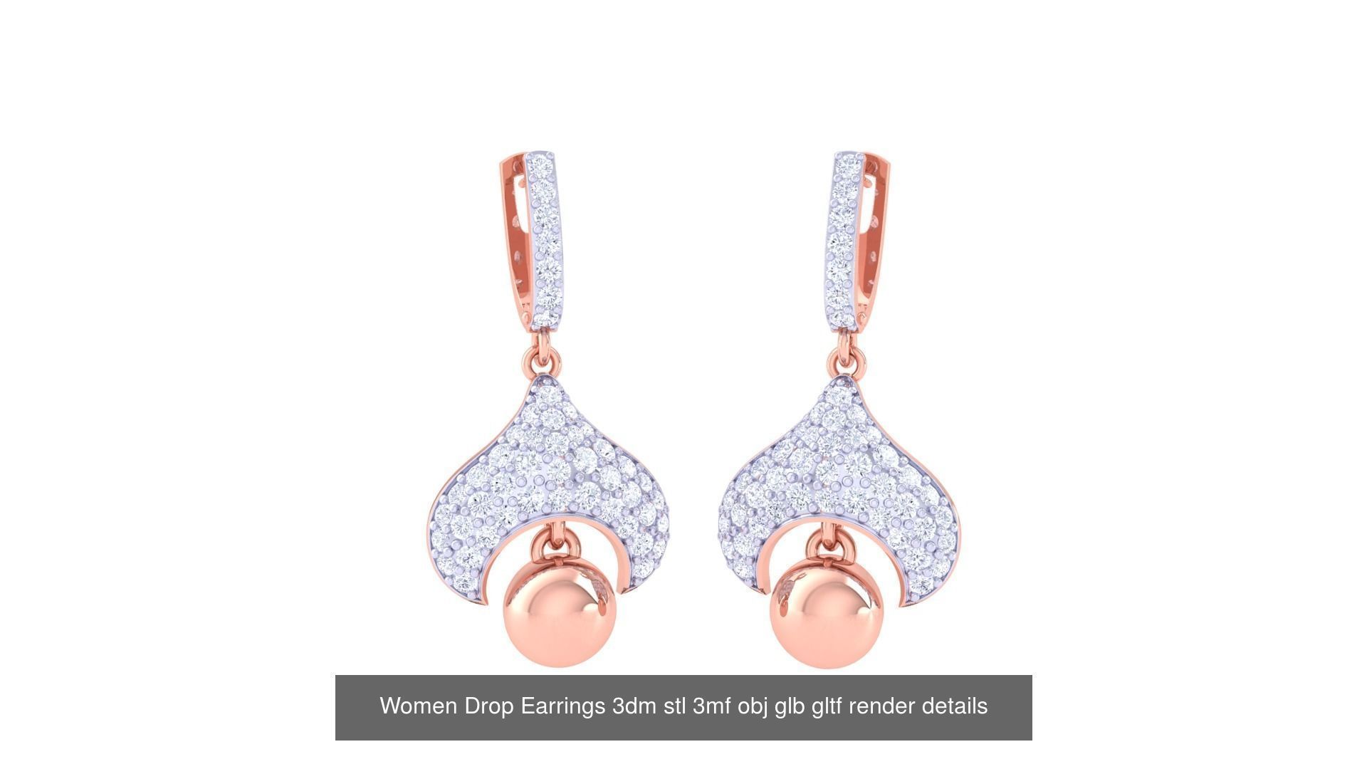 81 Women Drop Earrings 3dm stl 3mf obj glb gltf render details 3D Model Collection_20