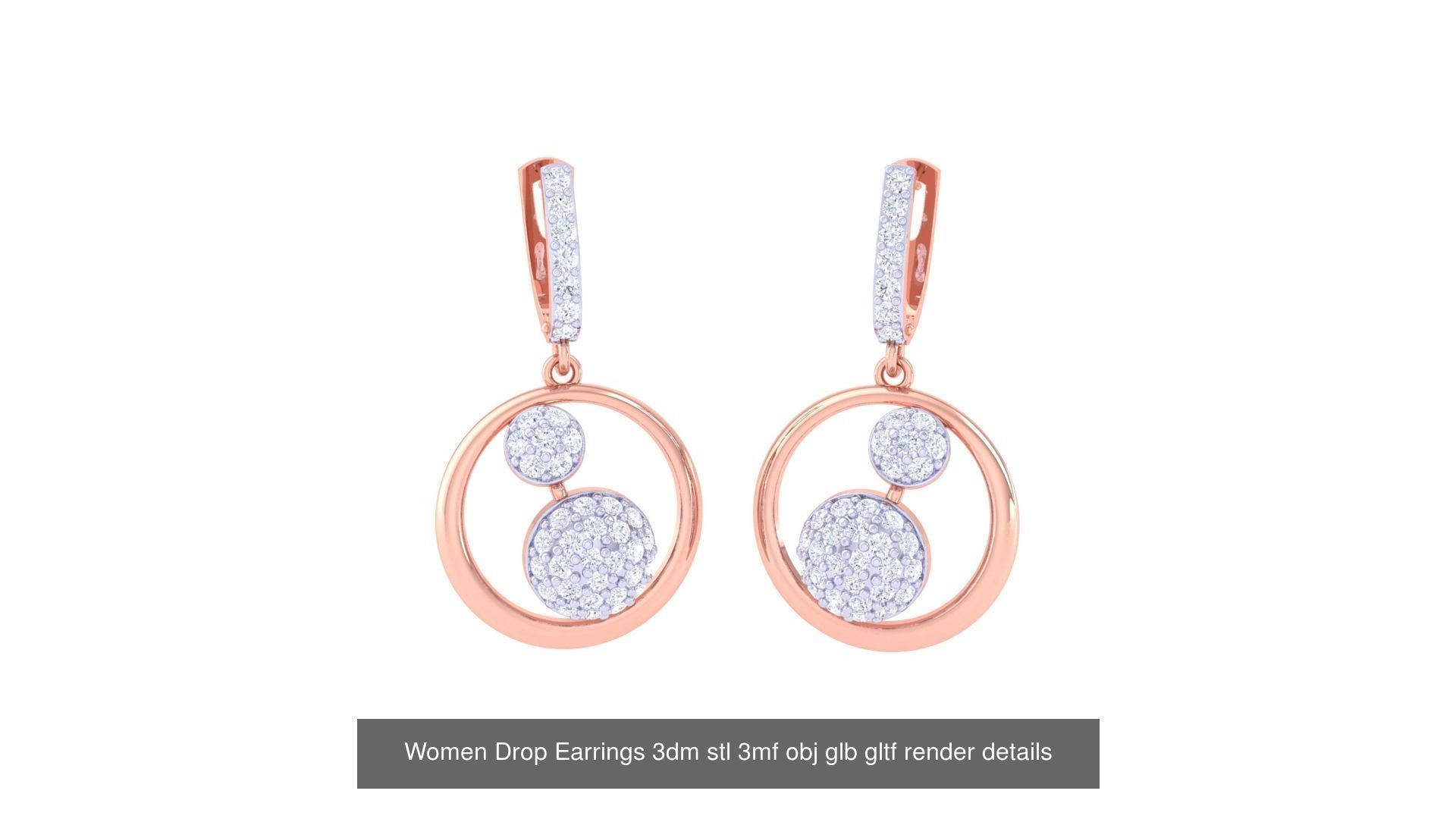 81 Women Drop Earrings 3dm stl 3mf obj glb gltf render details 3D Model Collection_35