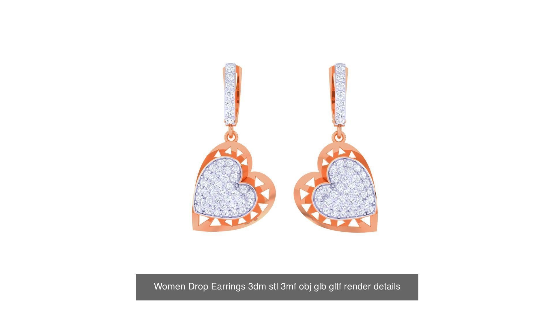 81 Women Drop Earrings 3dm stl 3mf obj glb gltf render details 3D Model Collection_67