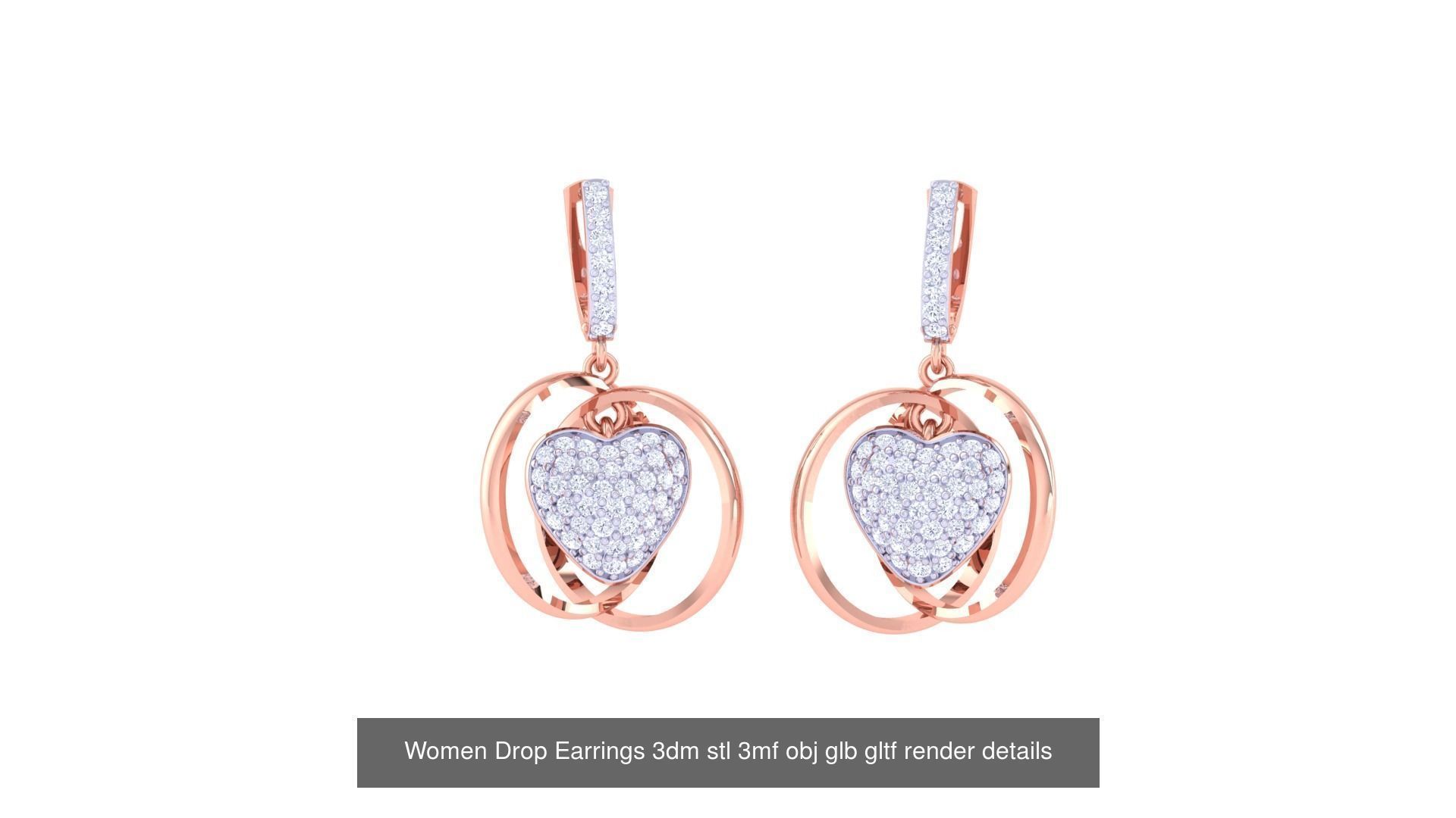 81 Women Drop Earrings 3dm stl 3mf obj glb gltf render details 3D Model Collection_85