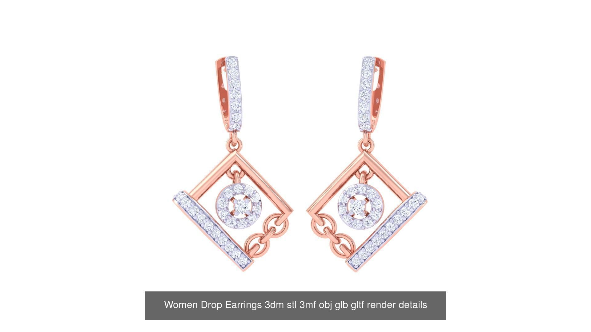 81 Women Drop Earrings 3dm stl 3mf obj glb gltf render details 3D Model Collection_37