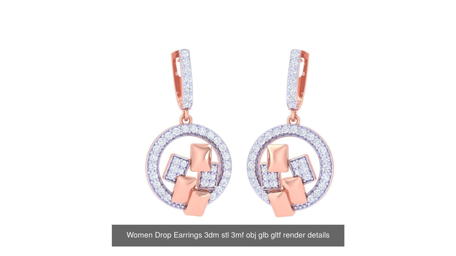 81 Women Drop Earrings 3dm stl 3mf obj glb gltf render details 3D Model Collection_32