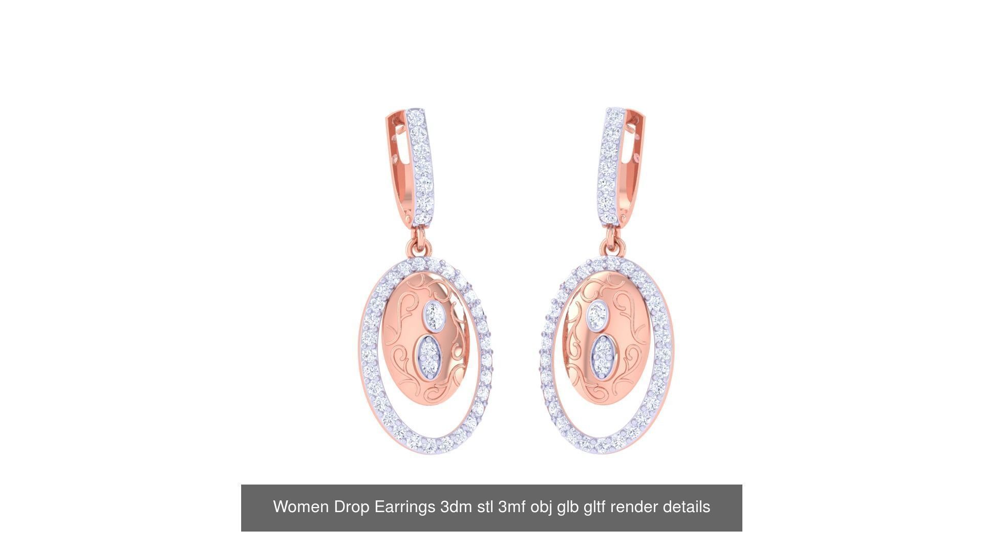 81 Women Drop Earrings 3dm stl 3mf obj glb gltf render details 3D Model Collection_51