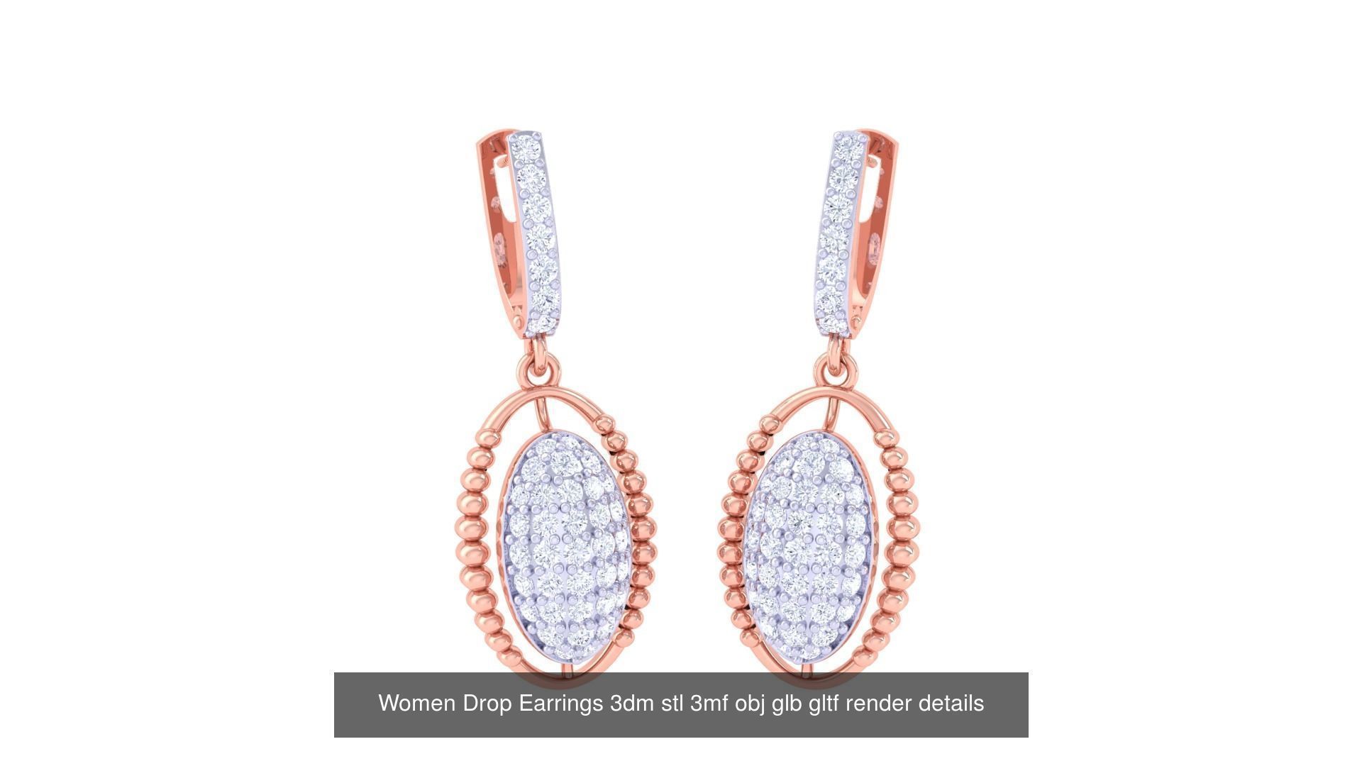 81 Women Drop Earrings 3dm stl 3mf obj glb gltf render details 3D Model Collection_40