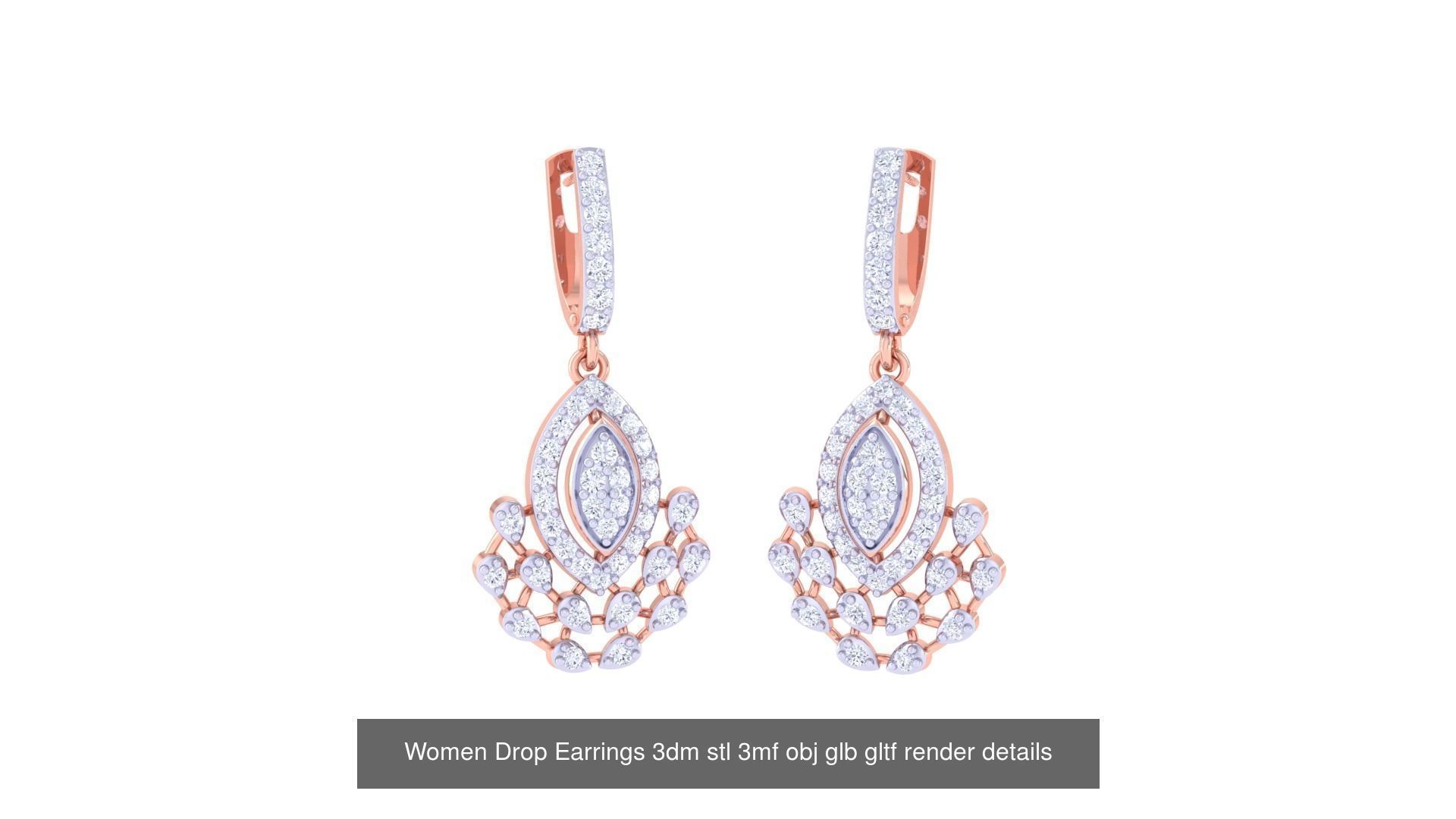81 Women Drop Earrings 3dm stl 3mf obj glb gltf render details 3D Model Collection_16