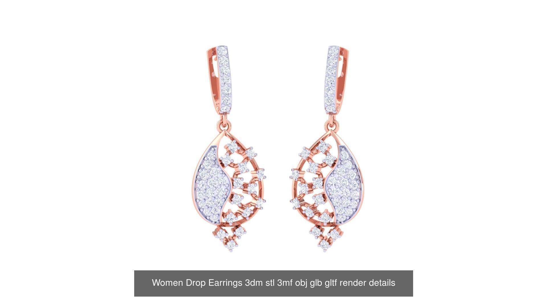 81 Women Drop Earrings 3dm stl 3mf obj glb gltf render details 3D Model Collection_25