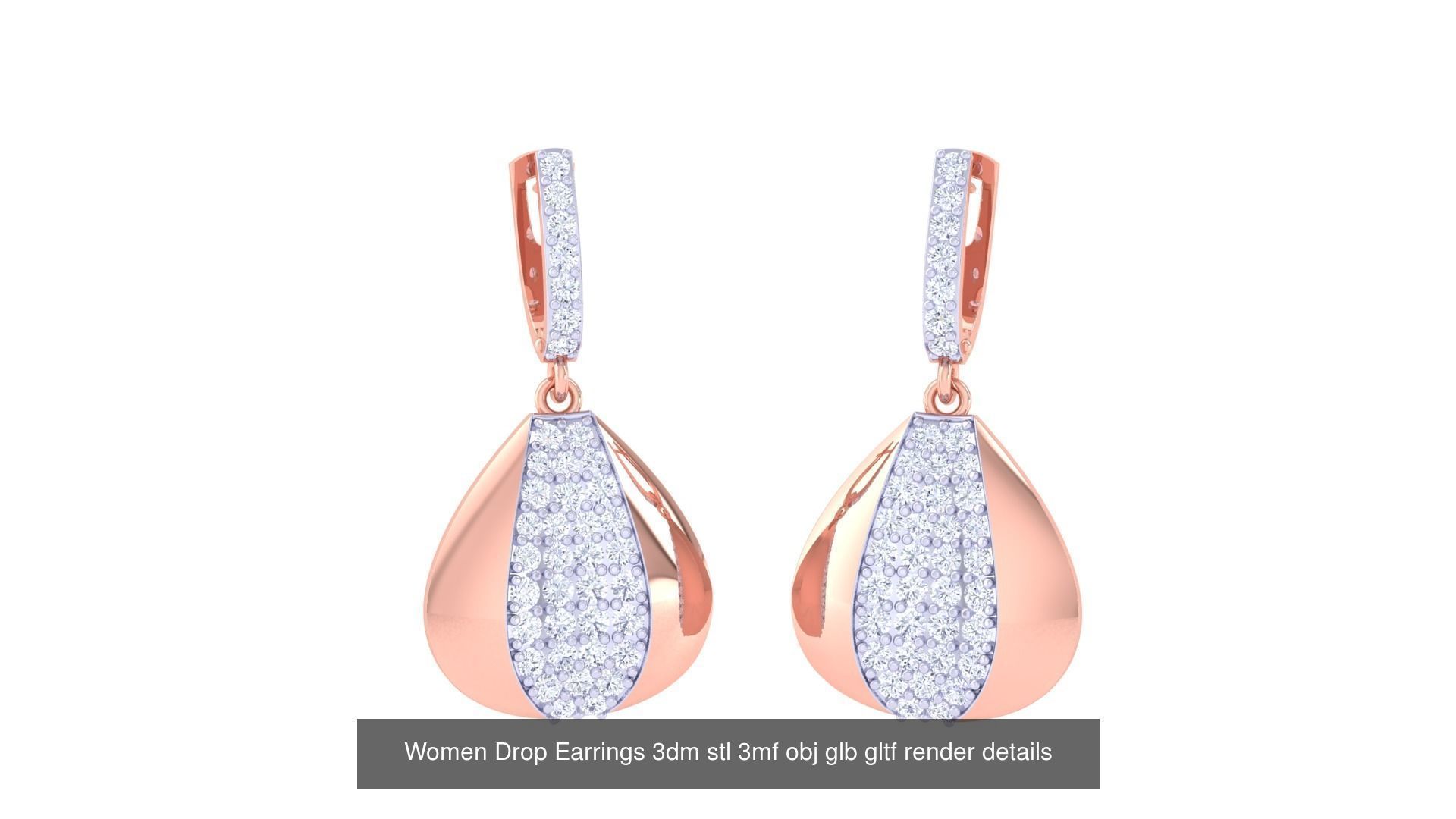 81 Women Drop Earrings 3dm stl 3mf obj glb gltf render details 3D Model Collection_52