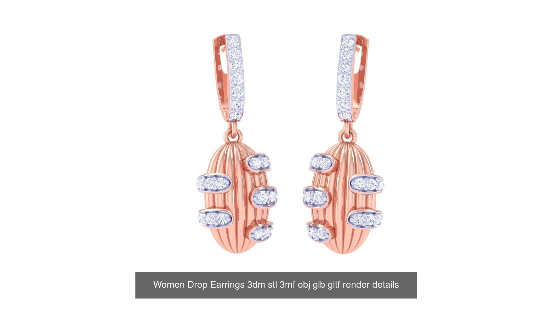 81 Women Drop Earrings 3dm stl 3mf obj glb gltf render details 3D Model Collection_38