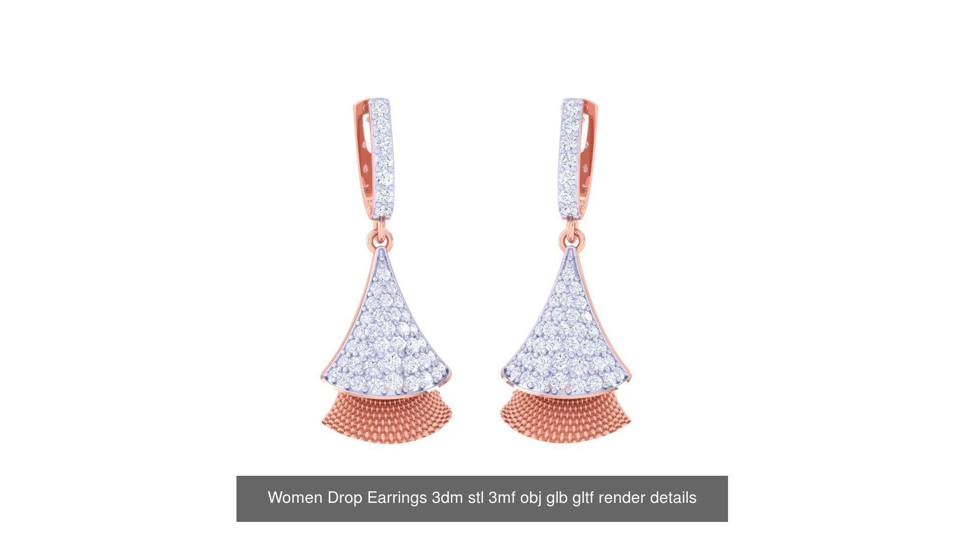 81 Women Drop Earrings 3dm stl 3mf obj glb gltf render details 3D Model Collection_22