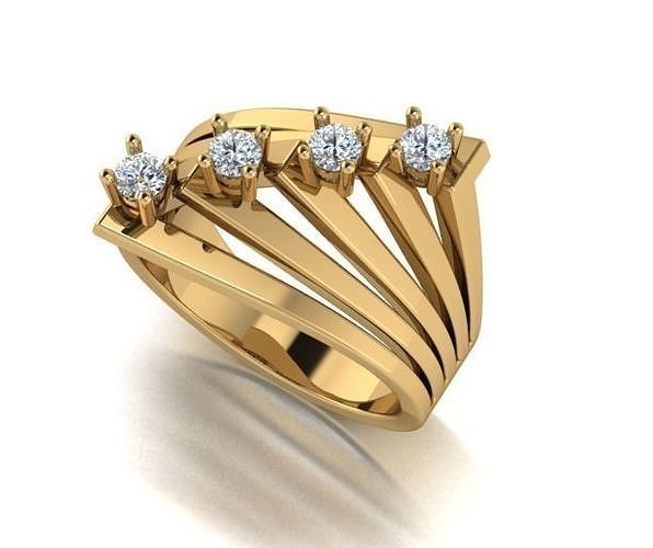 Ring 4 stones 3D model