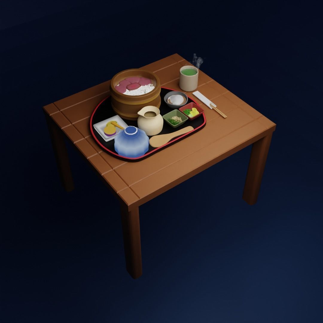 Japanese Meal Asset Low-poly 3D model_2