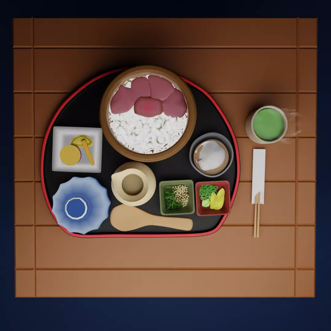 Japanese Meal Asset Low-poly 3D model_0
