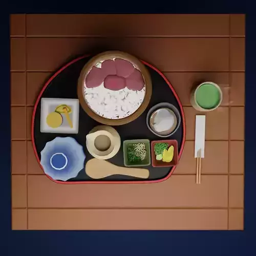 Japanese Meal Asset Low-poly 3D model