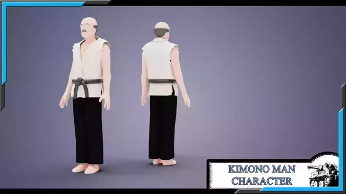 KIMONO MAN BASE MESH MODEL Low-poly 3D model