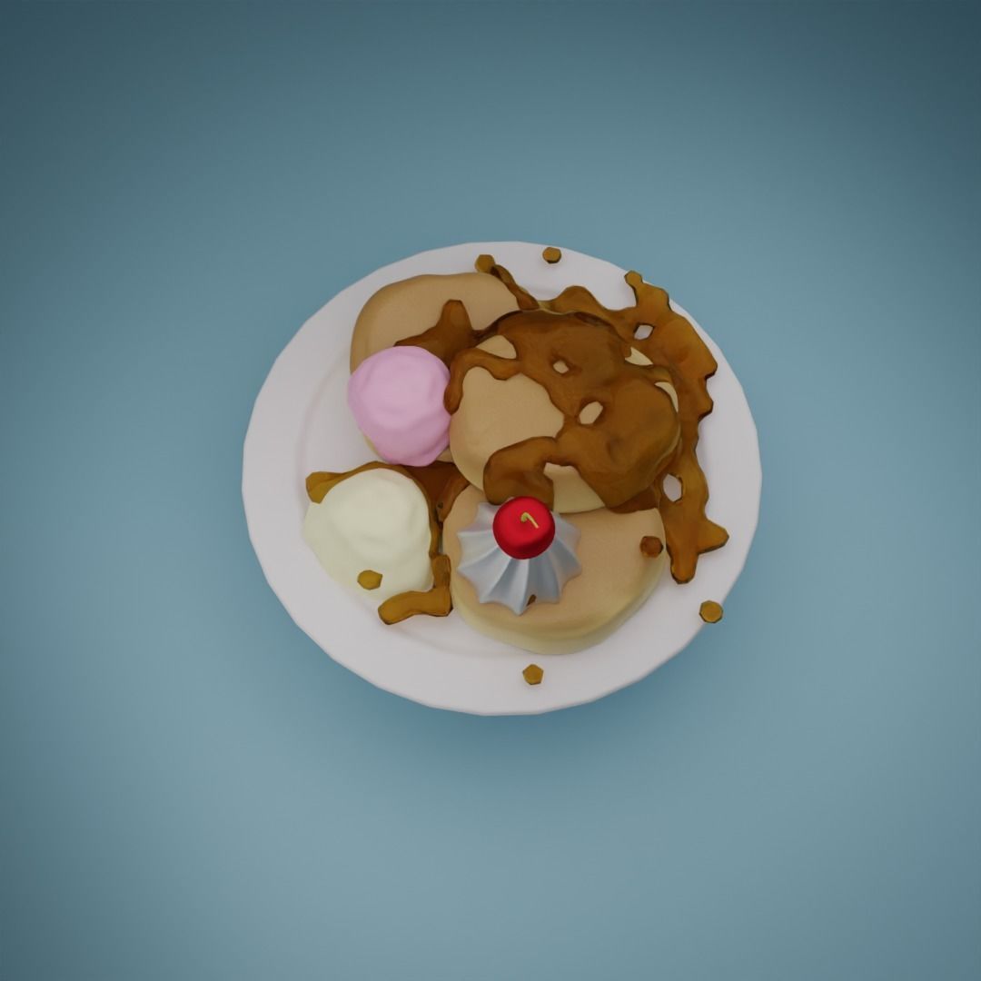 Souffle Pancakes Low-poly 3D model_1