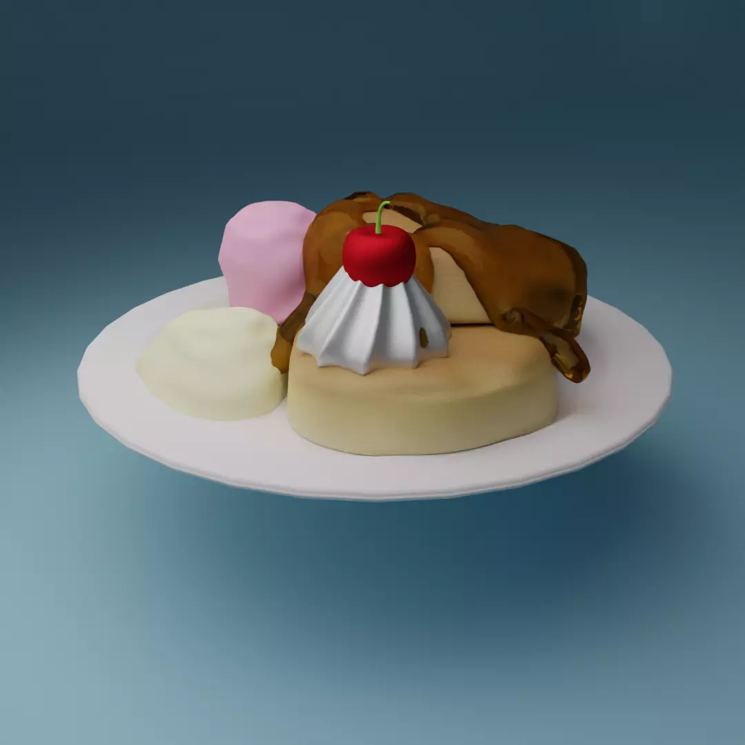 Souffle Pancakes Low-poly 3D model_0