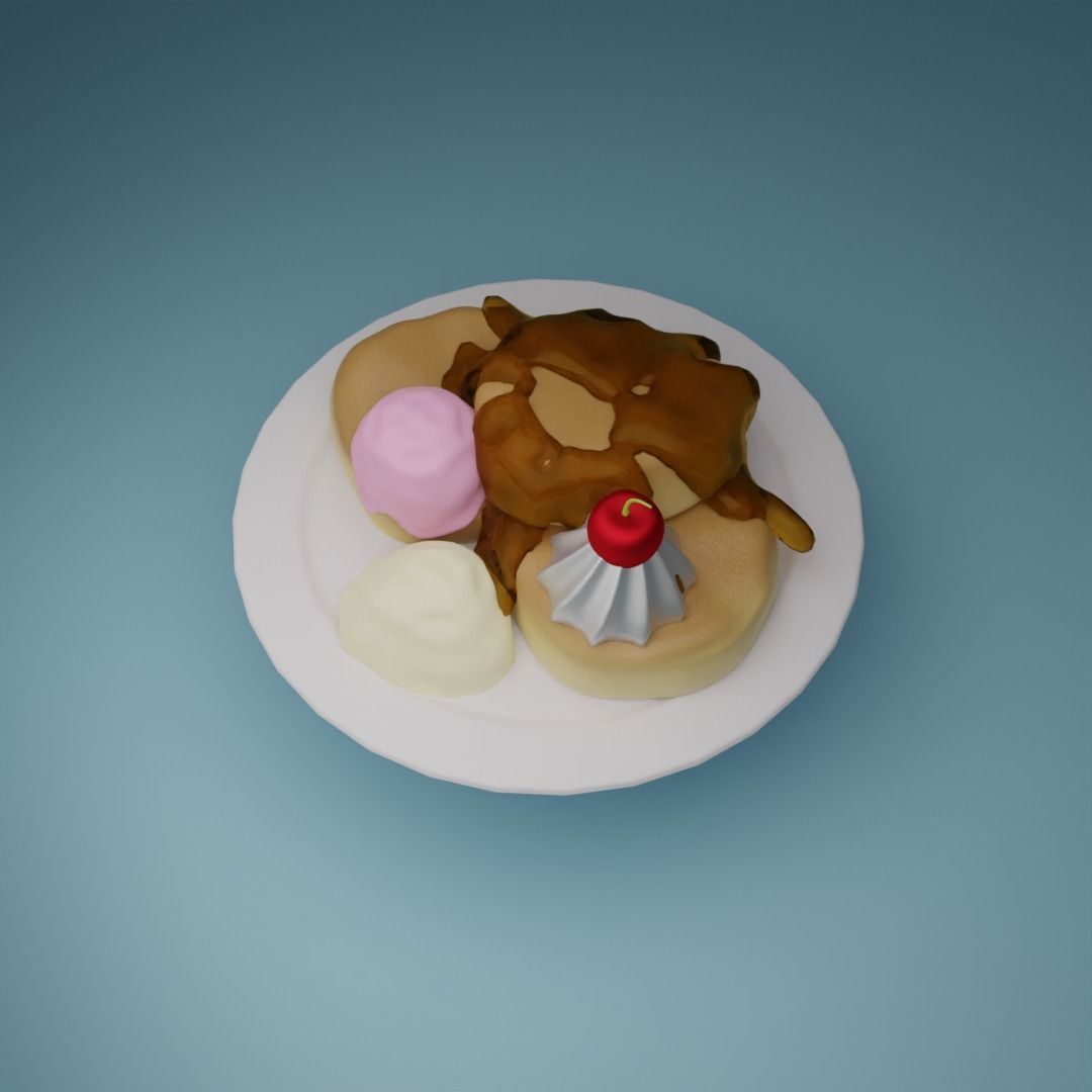 Souffle Pancakes Low-poly 3D model_3