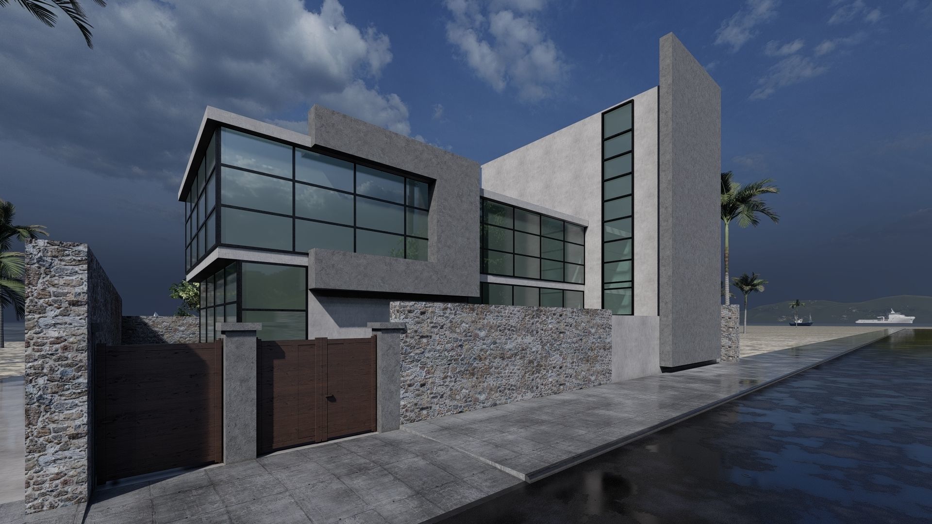 Modern House N38 3D model_1