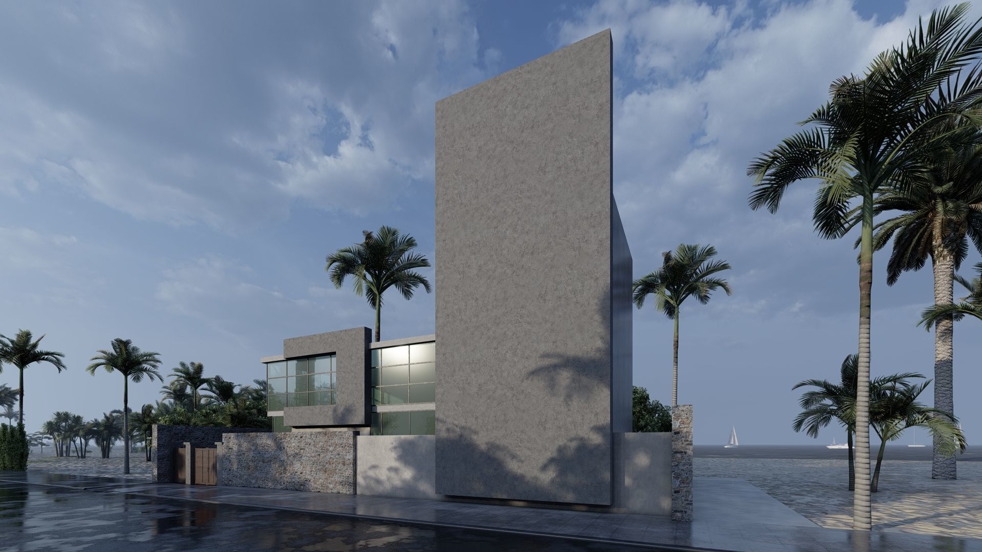 Modern House N38 3D model_2