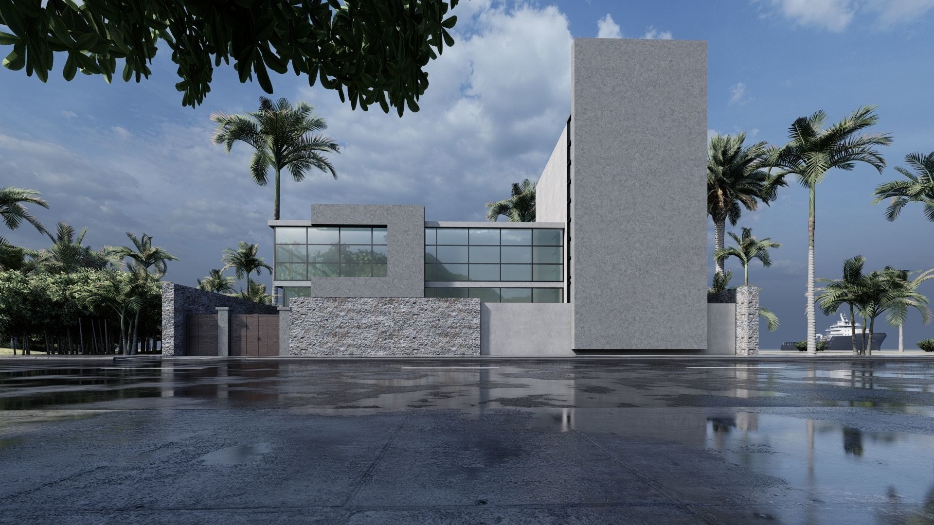 Modern House N38 3D model_3