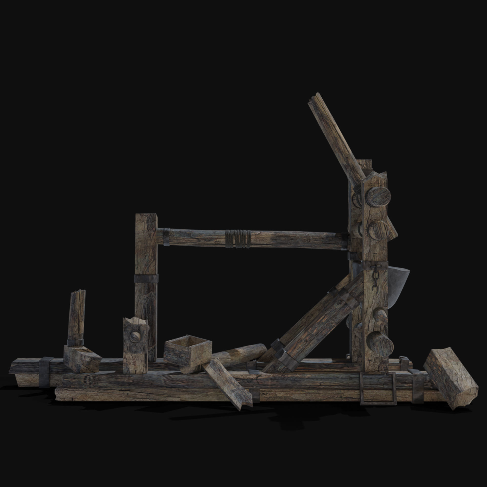 DESTROYED SIEGE ENGINE WAR MACHINES BUILDER COLLECTION PACK Low-poly 3D model_42