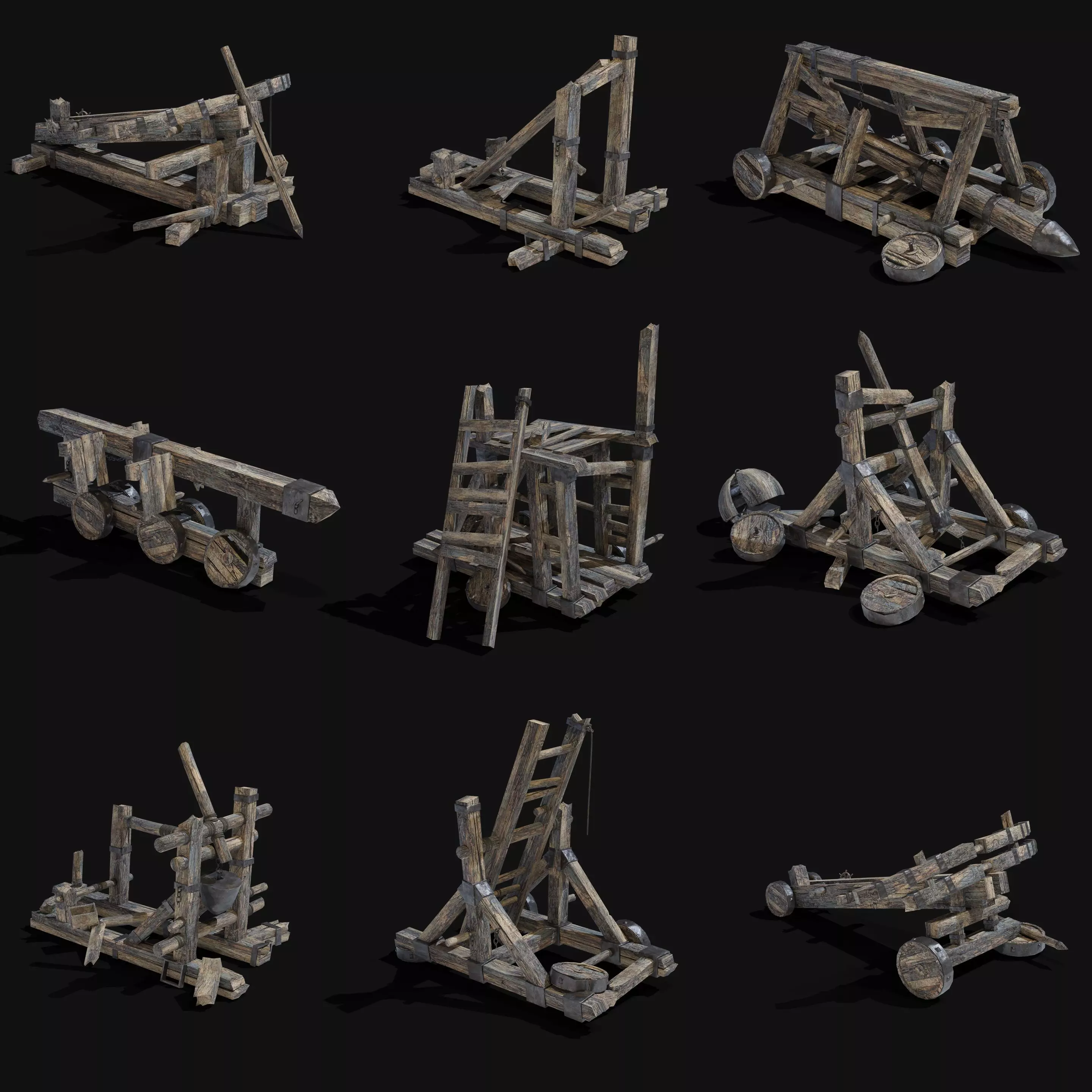 DESTROYED SIEGE ENGINE WAR MACHINES BUILDER COLLECTION PACK Low-poly 3D model_0