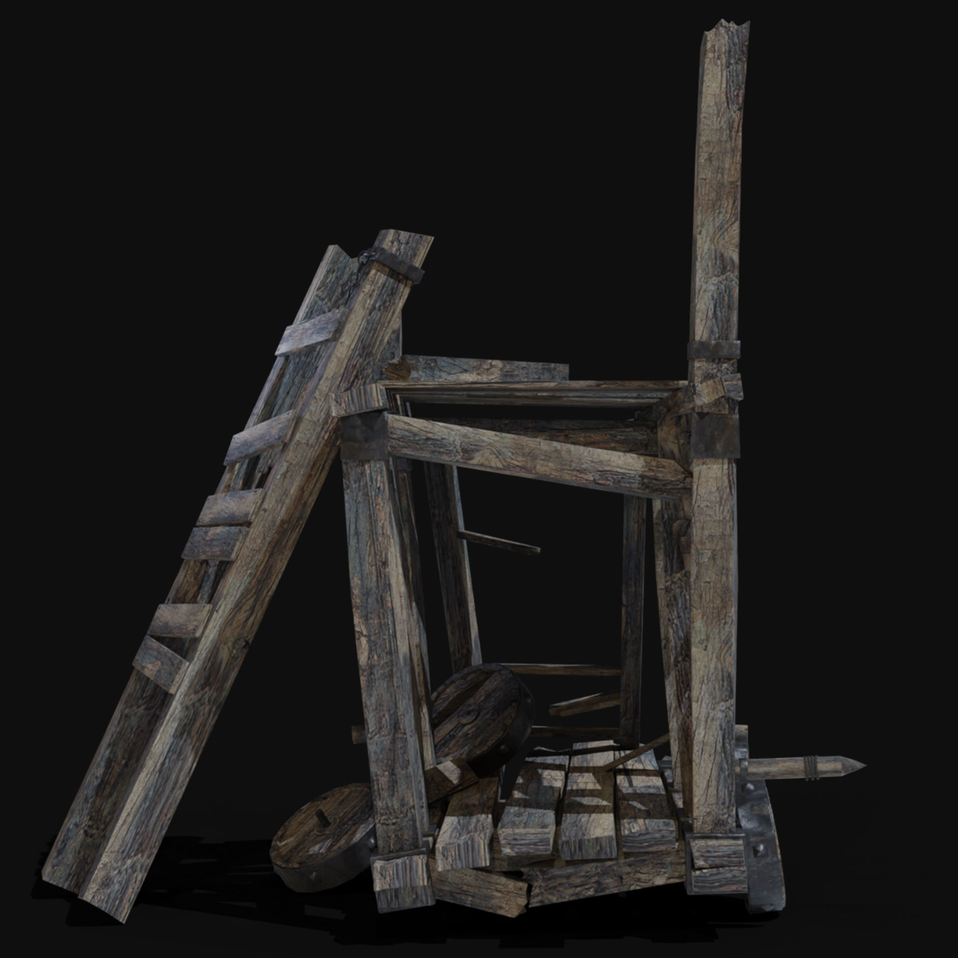 DESTROYED SIEGE ENGINE WAR MACHINES BUILDER COLLECTION PACK Low-poly 3D model_7